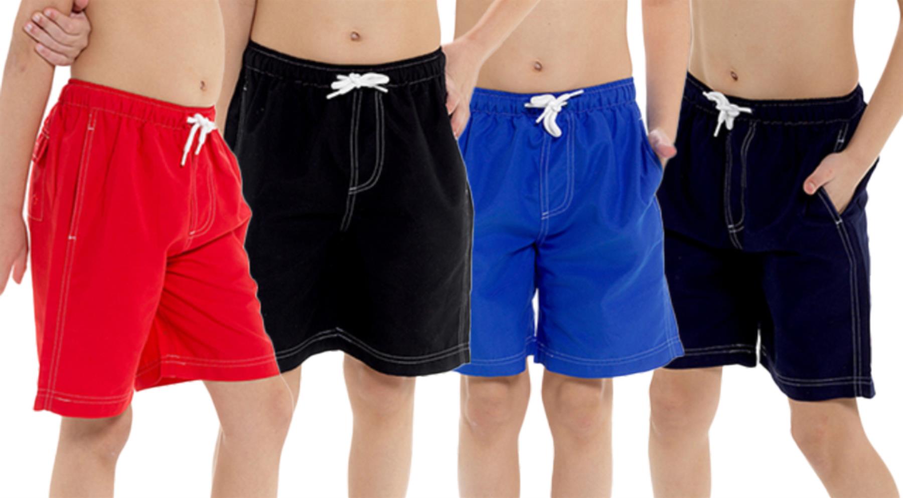 A2Z Kids Boys Beach Plain Swim Lightweight Contrast Thread Detail Boardshorts