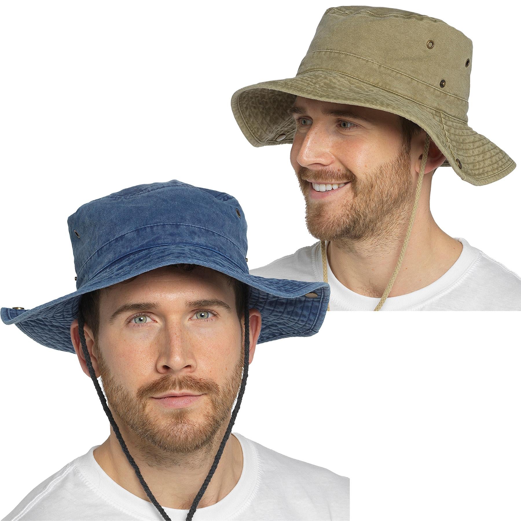 Mens Sun Hats Safari UV Protection Hat Breathable With Adjustable Chin Strap