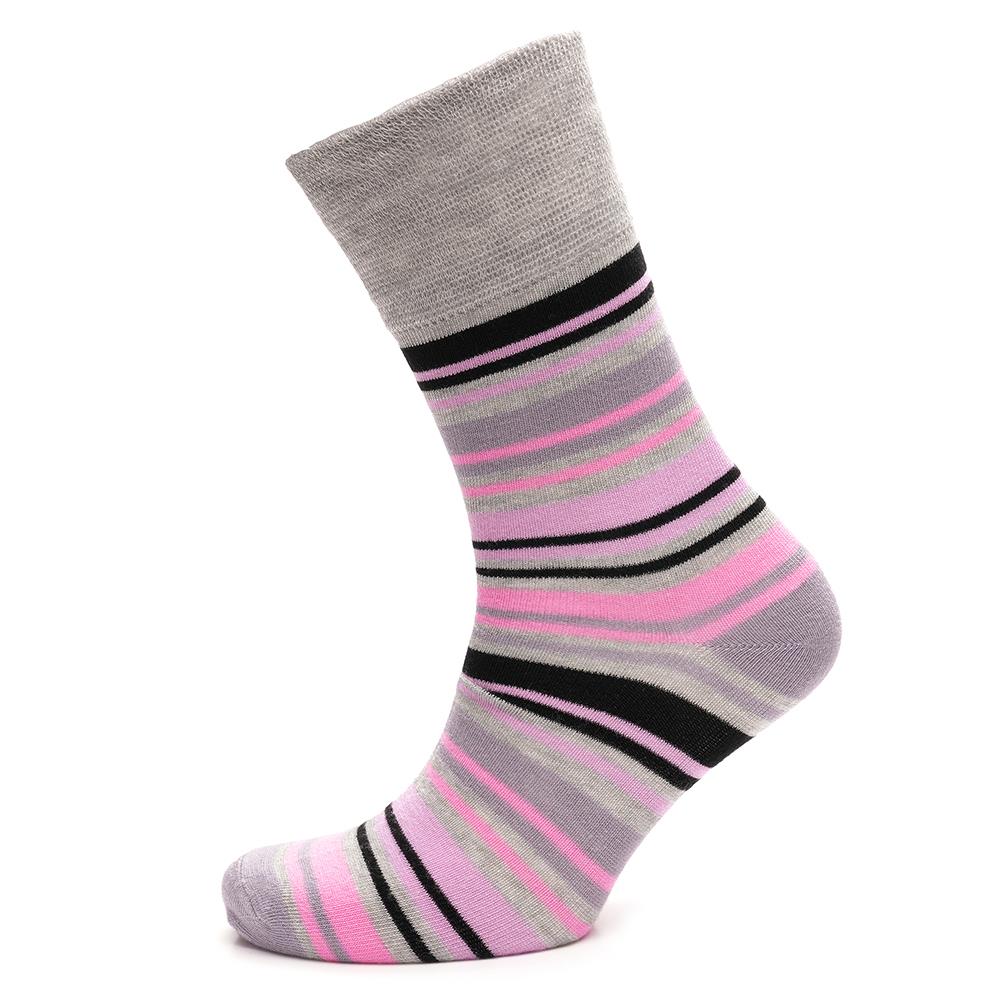 Ladies 3 Pack Bamboo Socks Non Elastic Heel & Toe Design Striped & Spotty Socks
