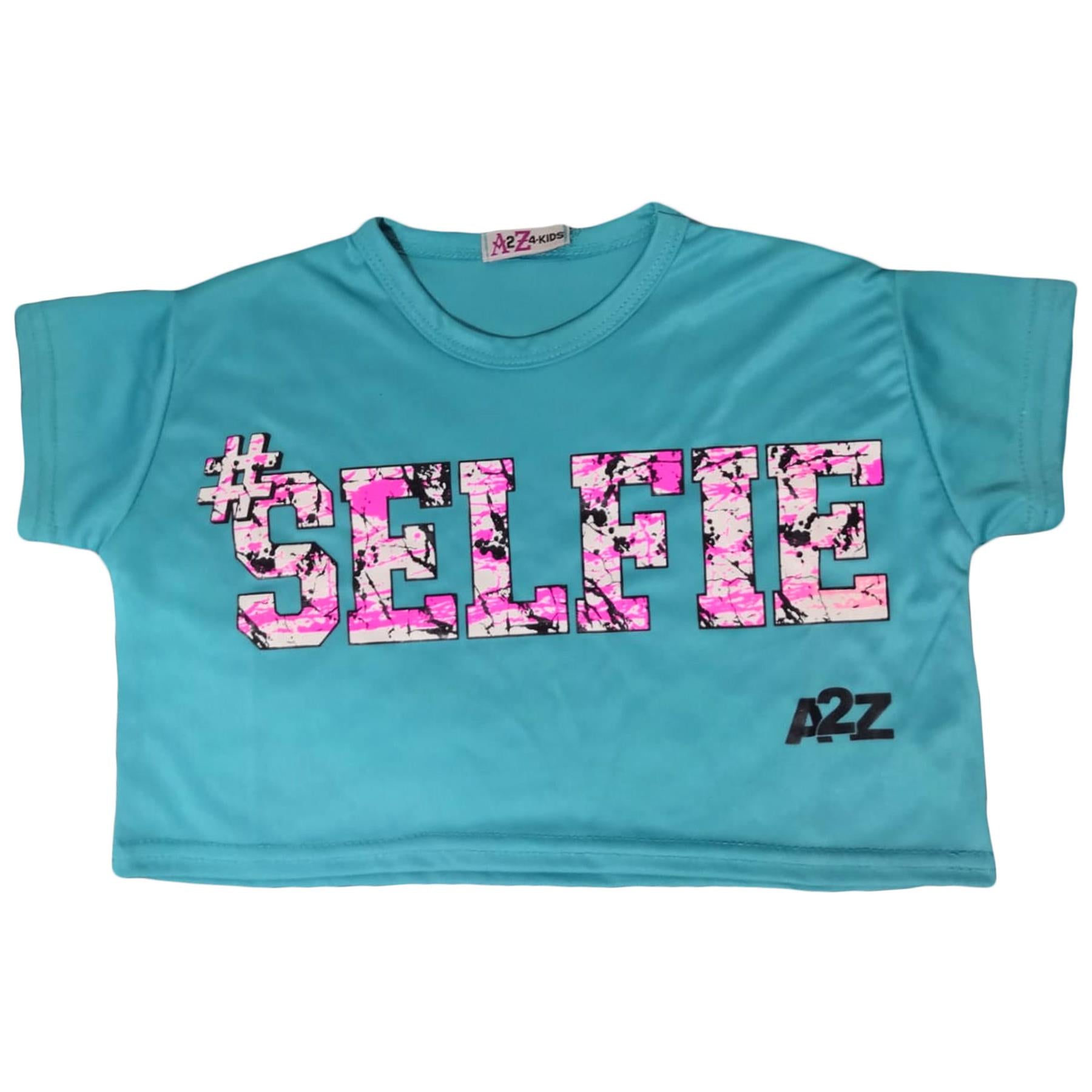 Kids Girls Crop Top #Selfie Trendy Floss Fashion Stylish Belly Shirt Tops Tees