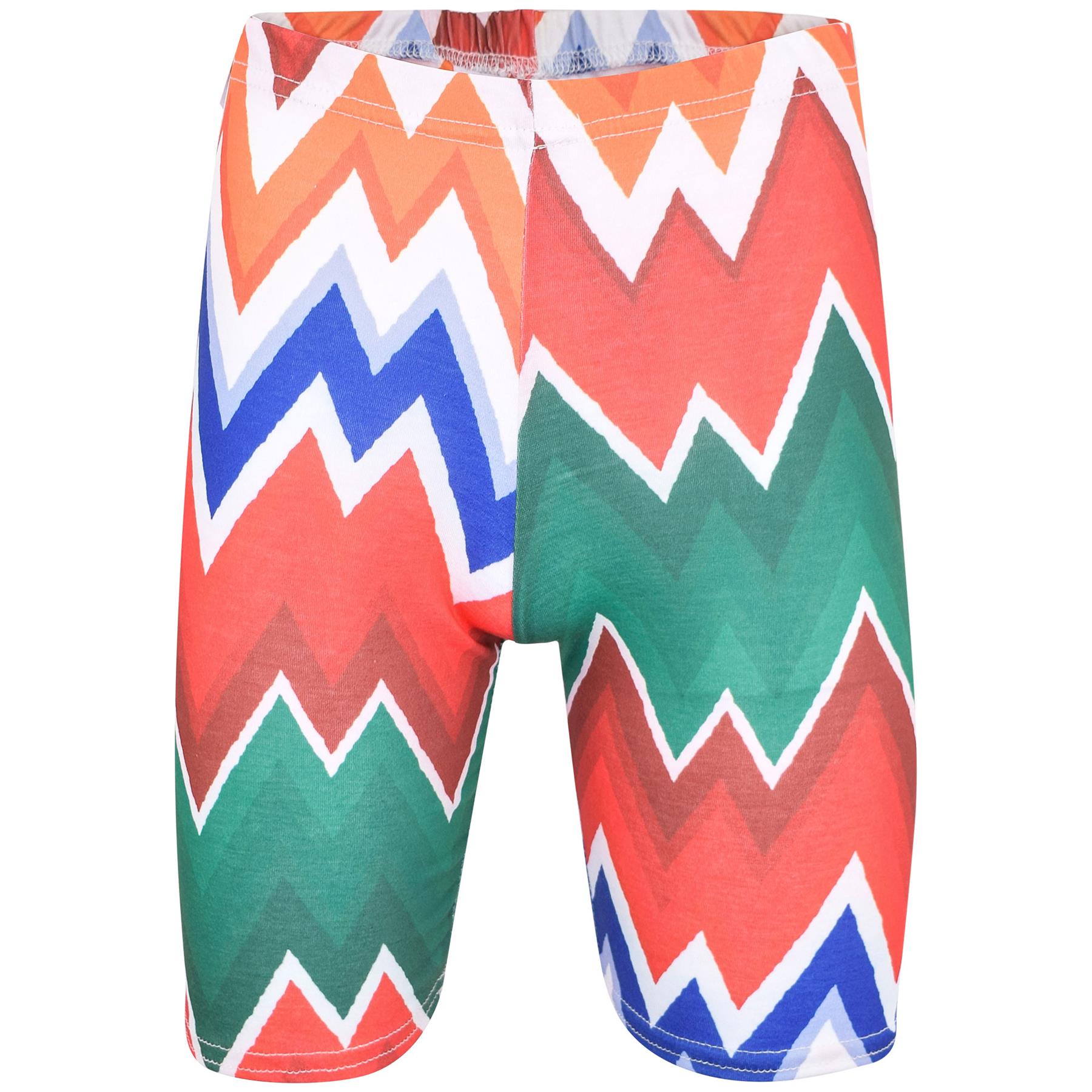 Kids Girls Shorts Chevron Printed Summer Fashion Stretchy Knee Length Half Pants