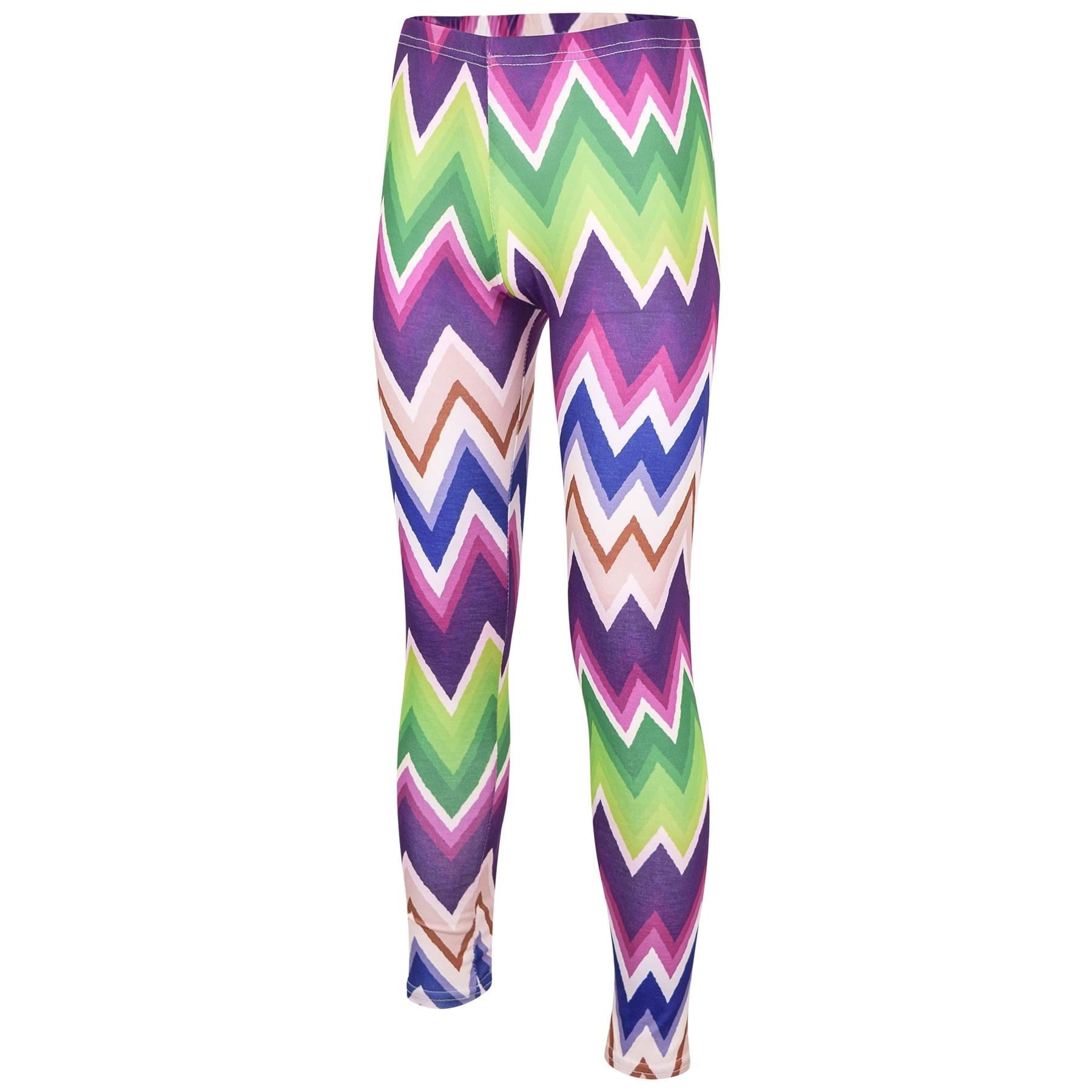 Kids Girls Legging Chevron Printed Summer Trendy Fashion Stretchy Dance Bottoms