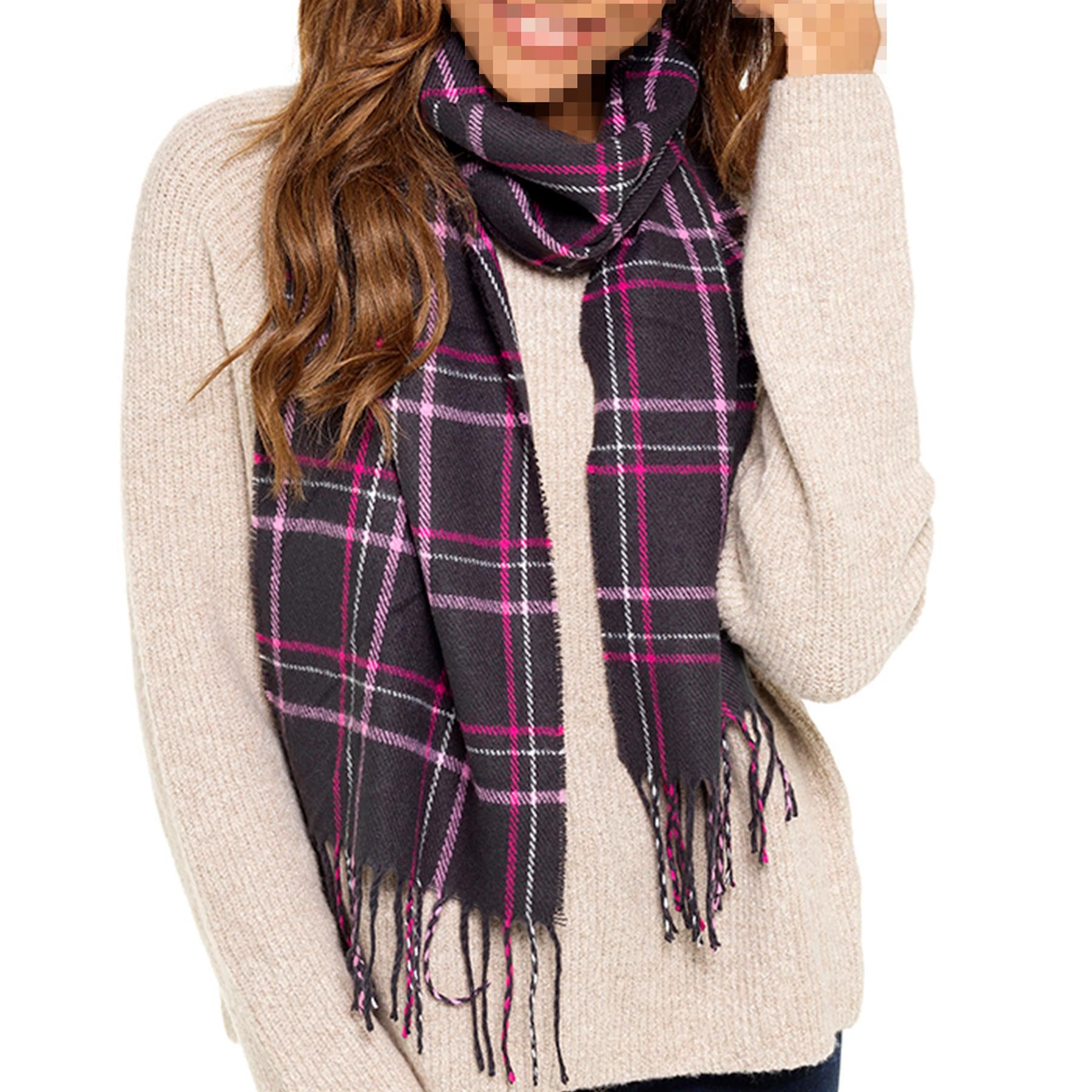 A2Z Ladies Checked Scarf Women Tartan Scarve with Tassels Ring Scarfs Warm Shawl