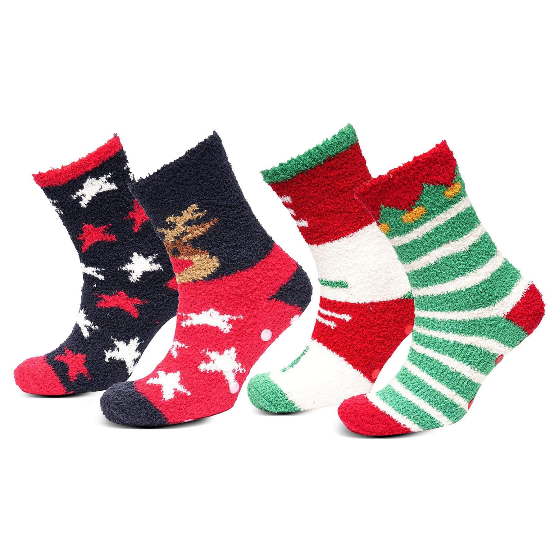 A2Z Pack Of 2 Mens Christmas Cosy Socks Xmas Fluffy Soft Feel Fuzzy Gripper Sock