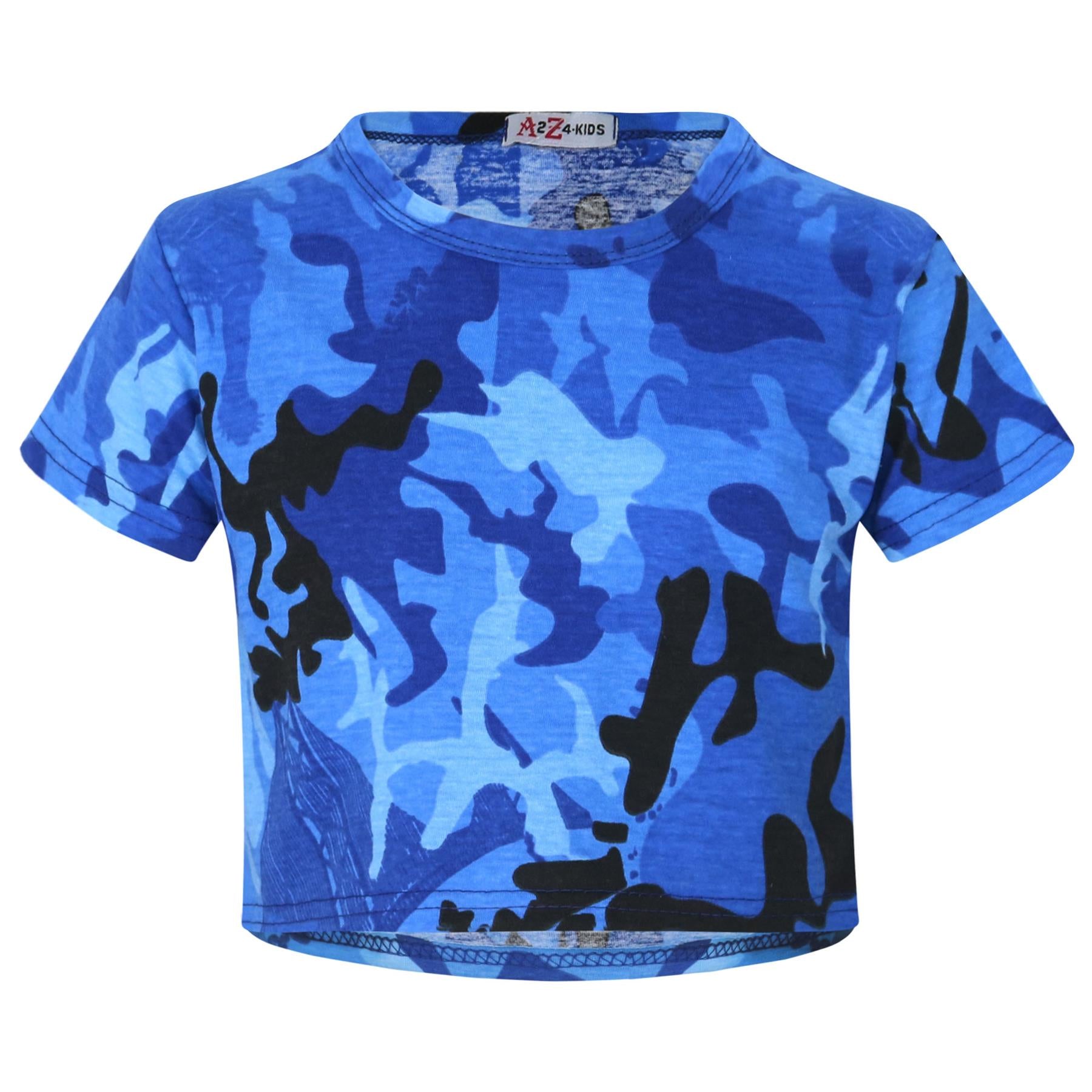 Kids Girls Camouflage Print Crop Top & Skater Skirt Summer Wear Outfit Set