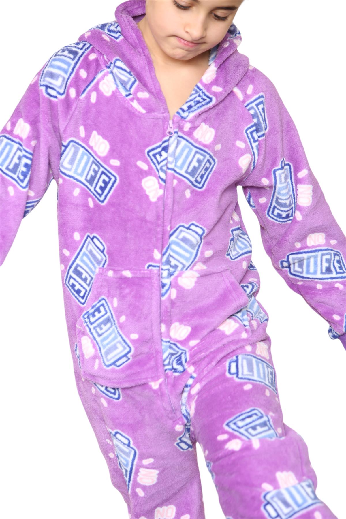 Kids Fleece A2Z Onesie One Piece Pyjamas No Life Print Sleepsuit For Boys Girls