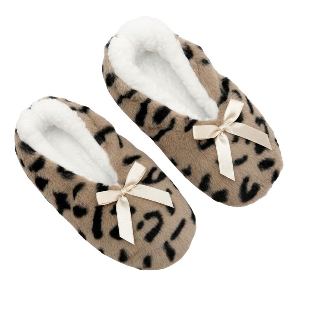Ladies Heart Print Slipperette FleeceSlippers Socks Faux Fur Lining UK 4-8