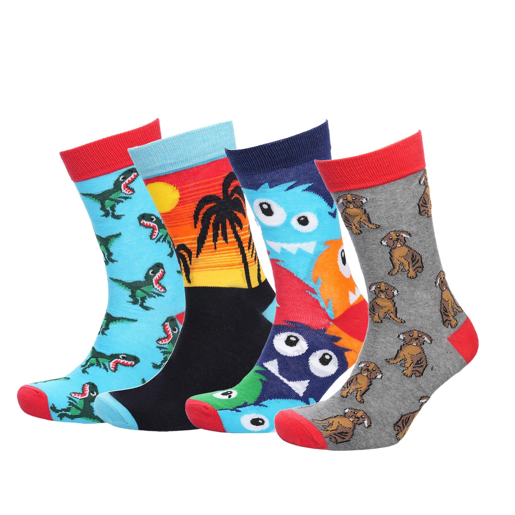 A2Z Mens Novelty Design Cotton Pack Of 4 Comfortable Casual Crew Socks
