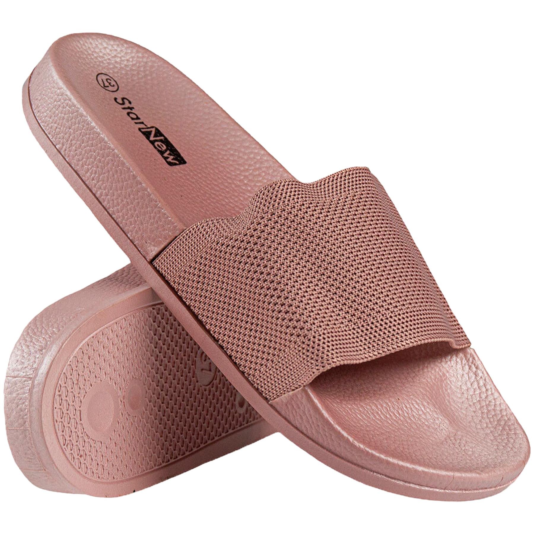 A2Z Womens Open Toe Knitted Effect Lightweight Flat Ladies Walking Sliders