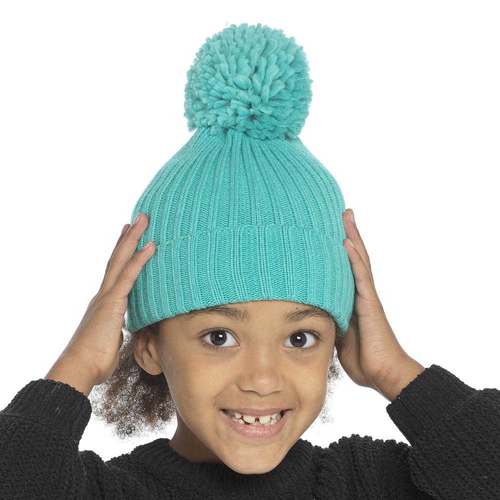 A2Z 4 Kids Girls Boys Hats Ribbed Bobble Pom Pom Beanie Winter Warm Cozy Caps