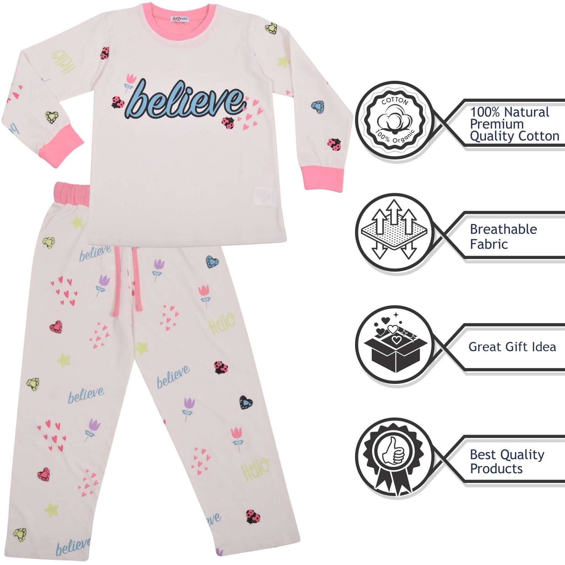 A2Z 4 Kids Girls Pyjamas Traditional PJS Pyjama Long Sleeve Sleepwear Sets