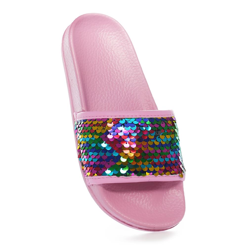 A2Z 4 Kids Girls Rainbow Sequin Pool Summer Slider Lightweight Soft Slipper
