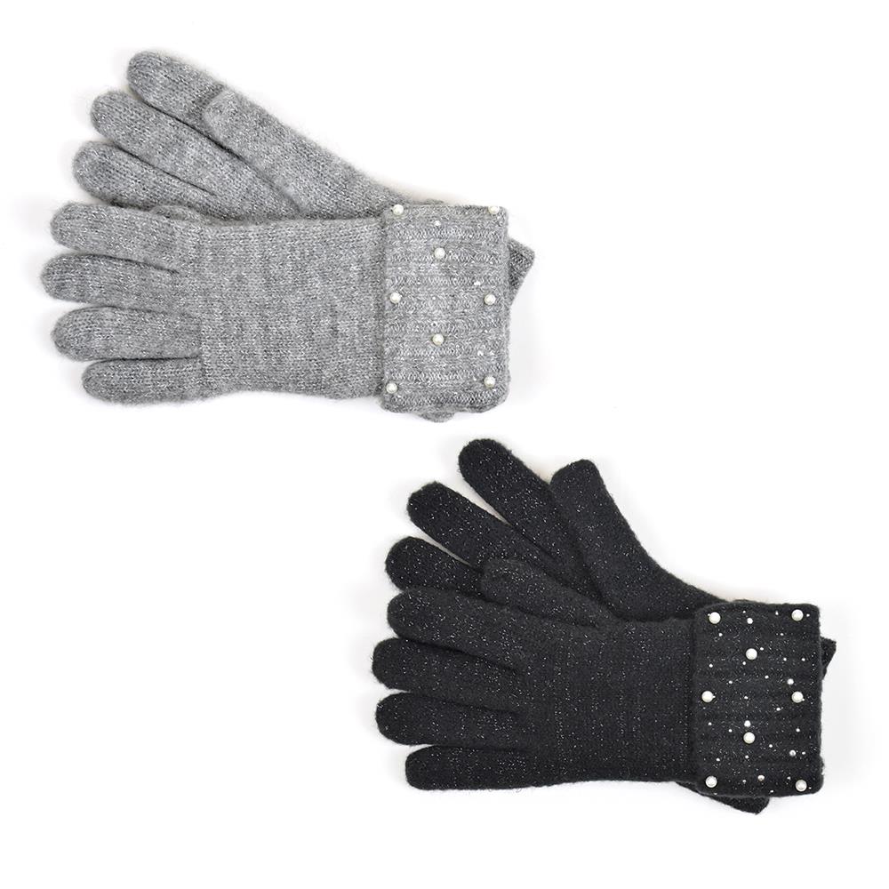 A2Z Ladies Gloves Glitter Sequin Cuffs Lurex Knit Soft Feel Winter Warm Mittens