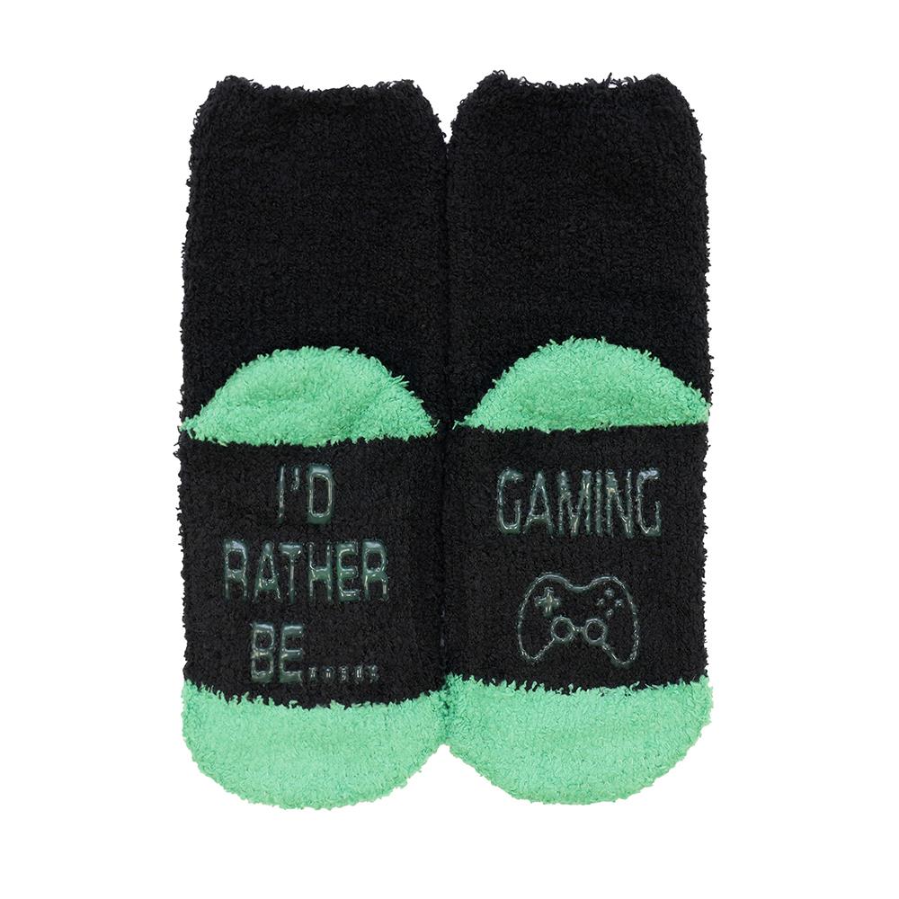 Kids Boys Novelty Socks Cosy Super Soft Funky Winter Slogan Sole Gripper Socks