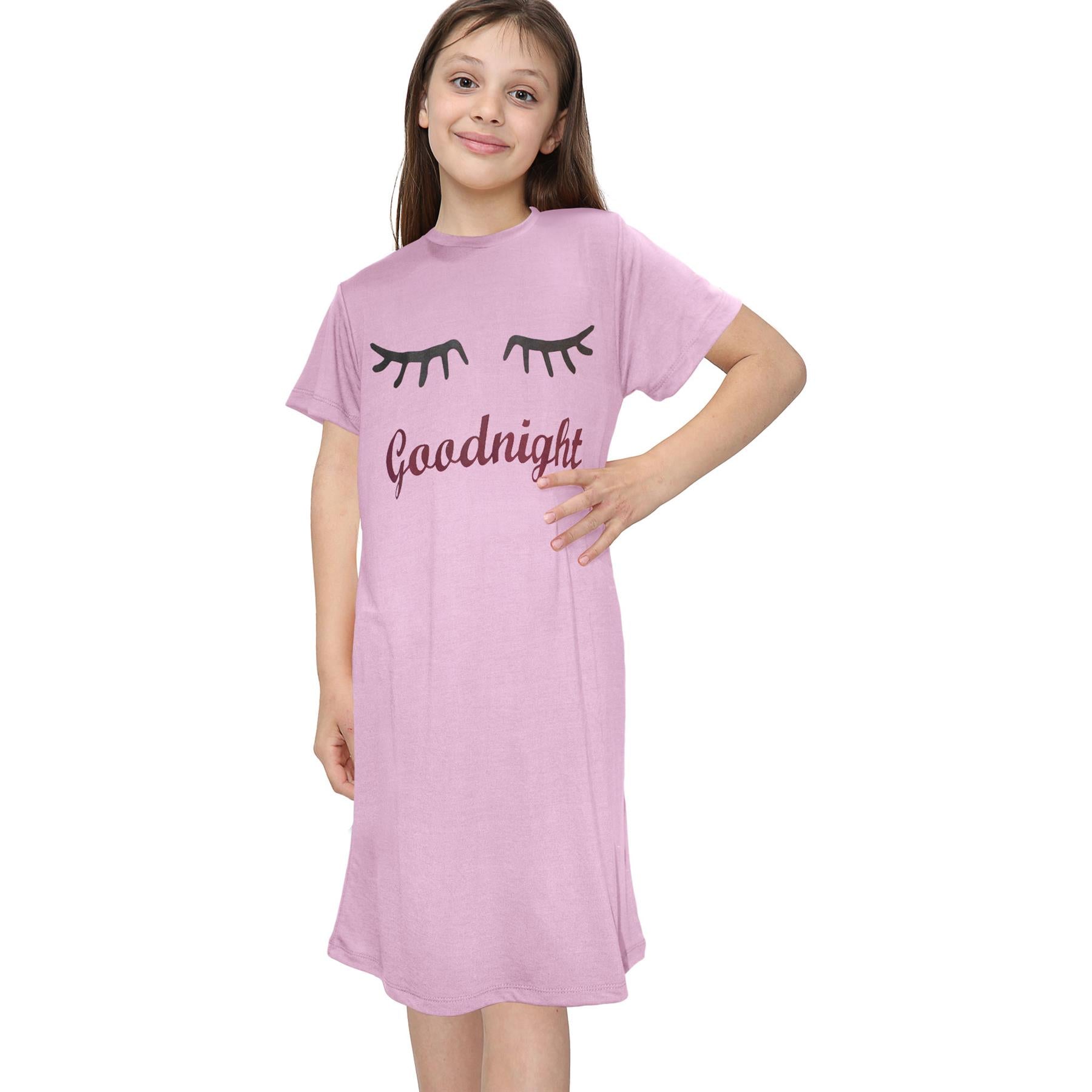 Kids Girls Night Dress Nightgown Sleepwear Nightie Short Sleeve Nightwear Nighty