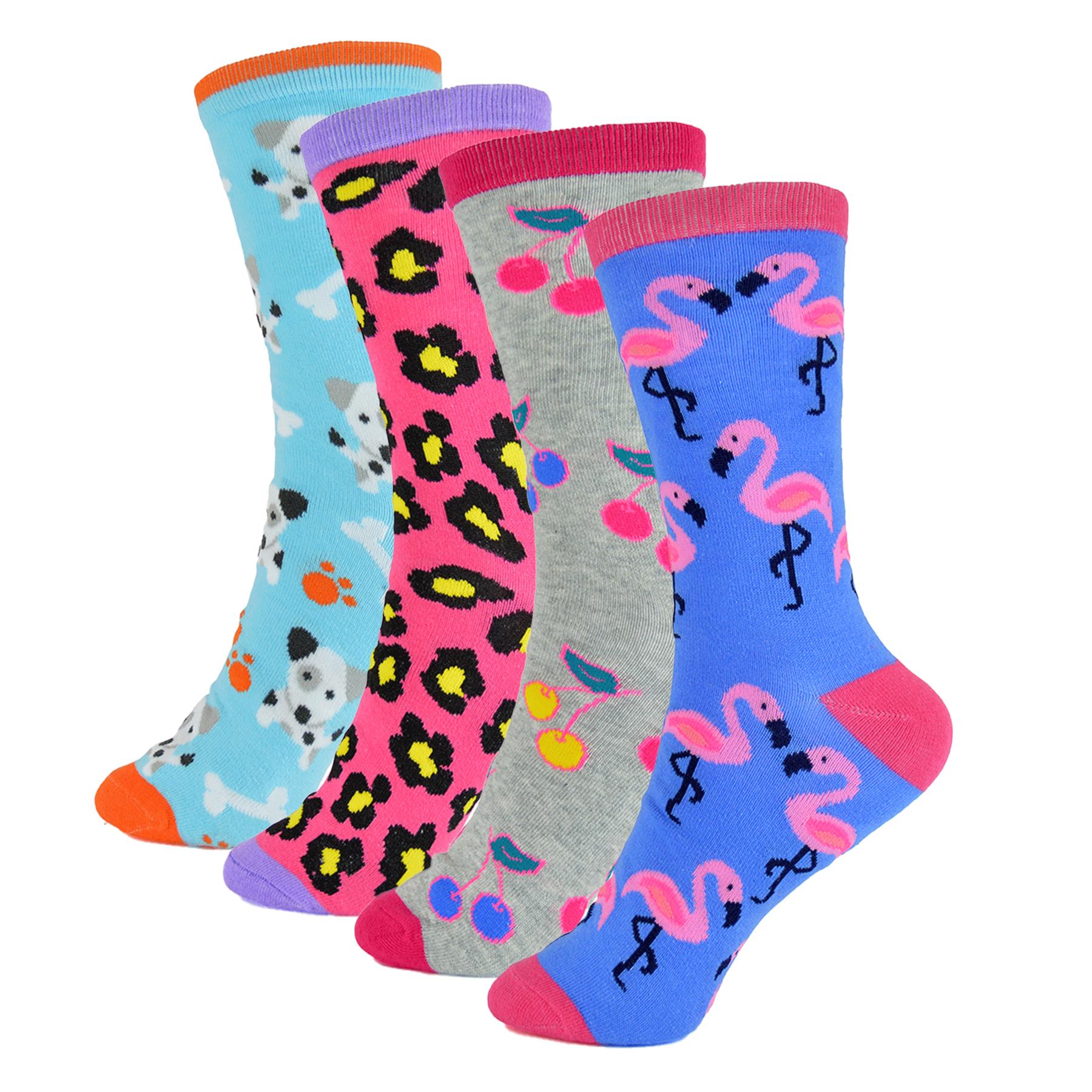 A2Z Ladies Novelty Crew Cotton Socks Comfortable Pack Of 4 Women Socks