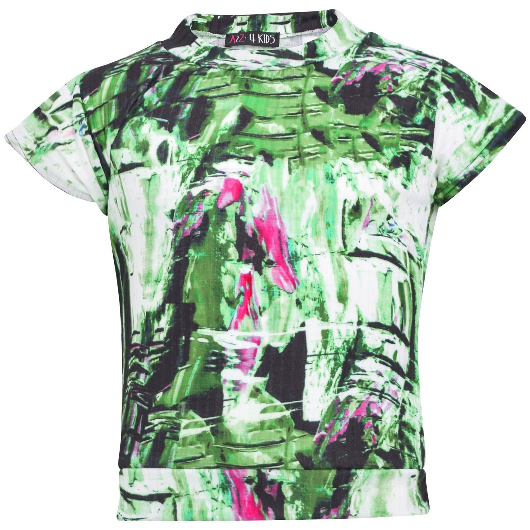 Girls Top Kids Short Sleeves Crop Top Tie Dye Print T Shirt Top & Legging Set