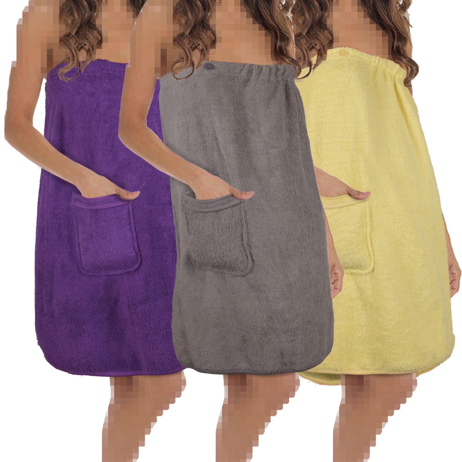 Ladies Towel Wrap Highly Absorbent Soft Cotton Women Bath Body Wrap With Pocket
