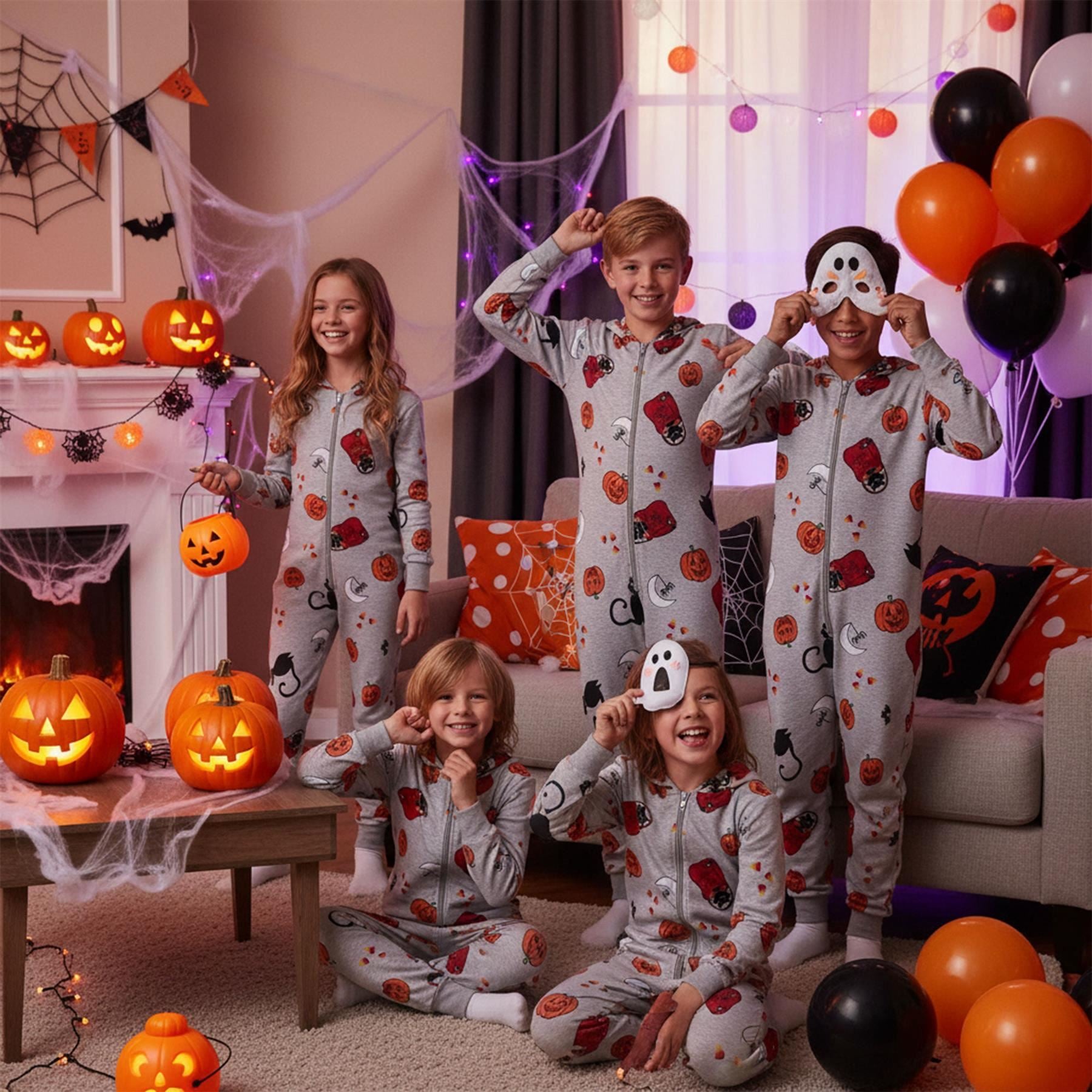 Kids Girls Boys One Piece Halloween Print Onesie