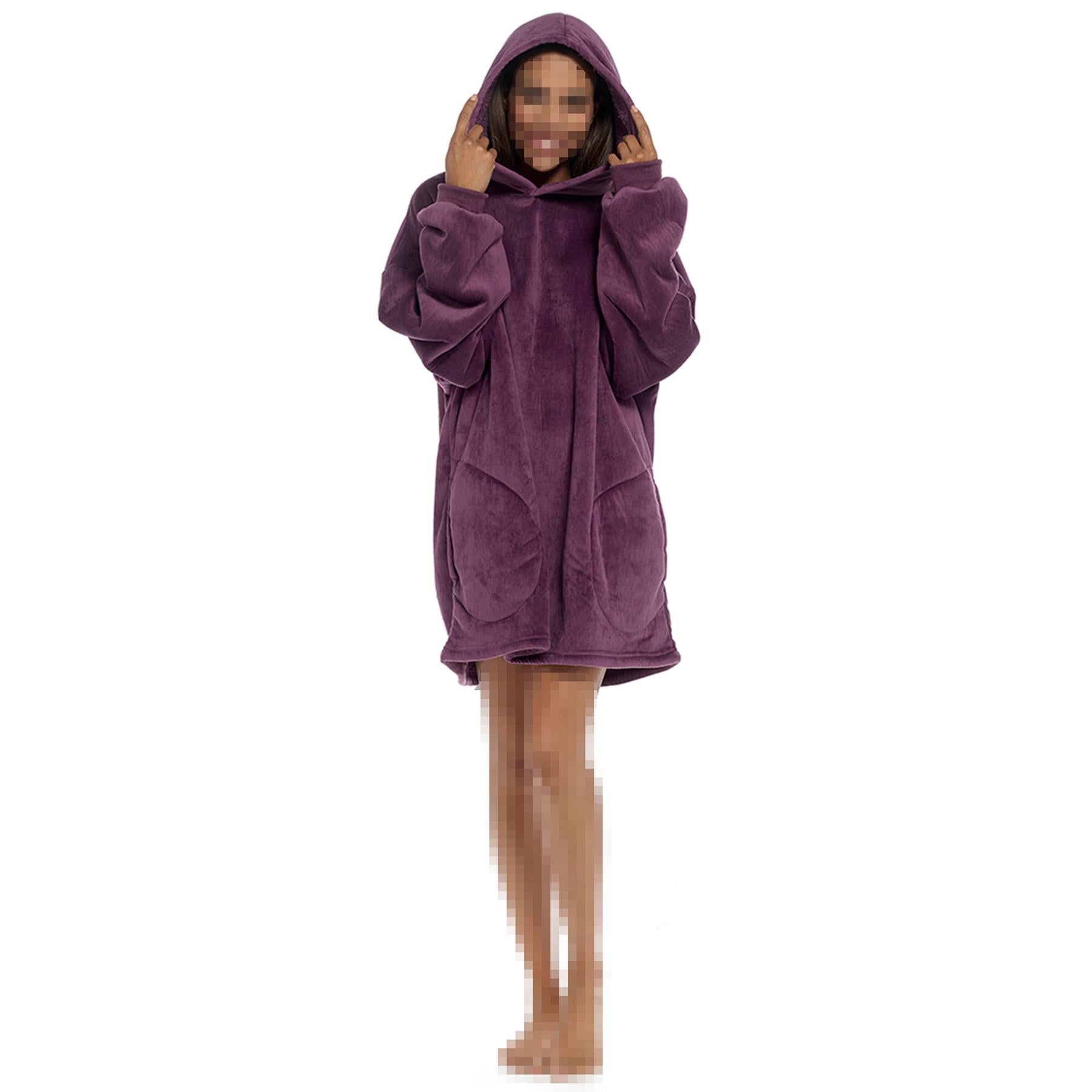 Womens Oversized Hoodie Blanket Plush Sherpa Soft Touch Flannel Fleece Snuggle