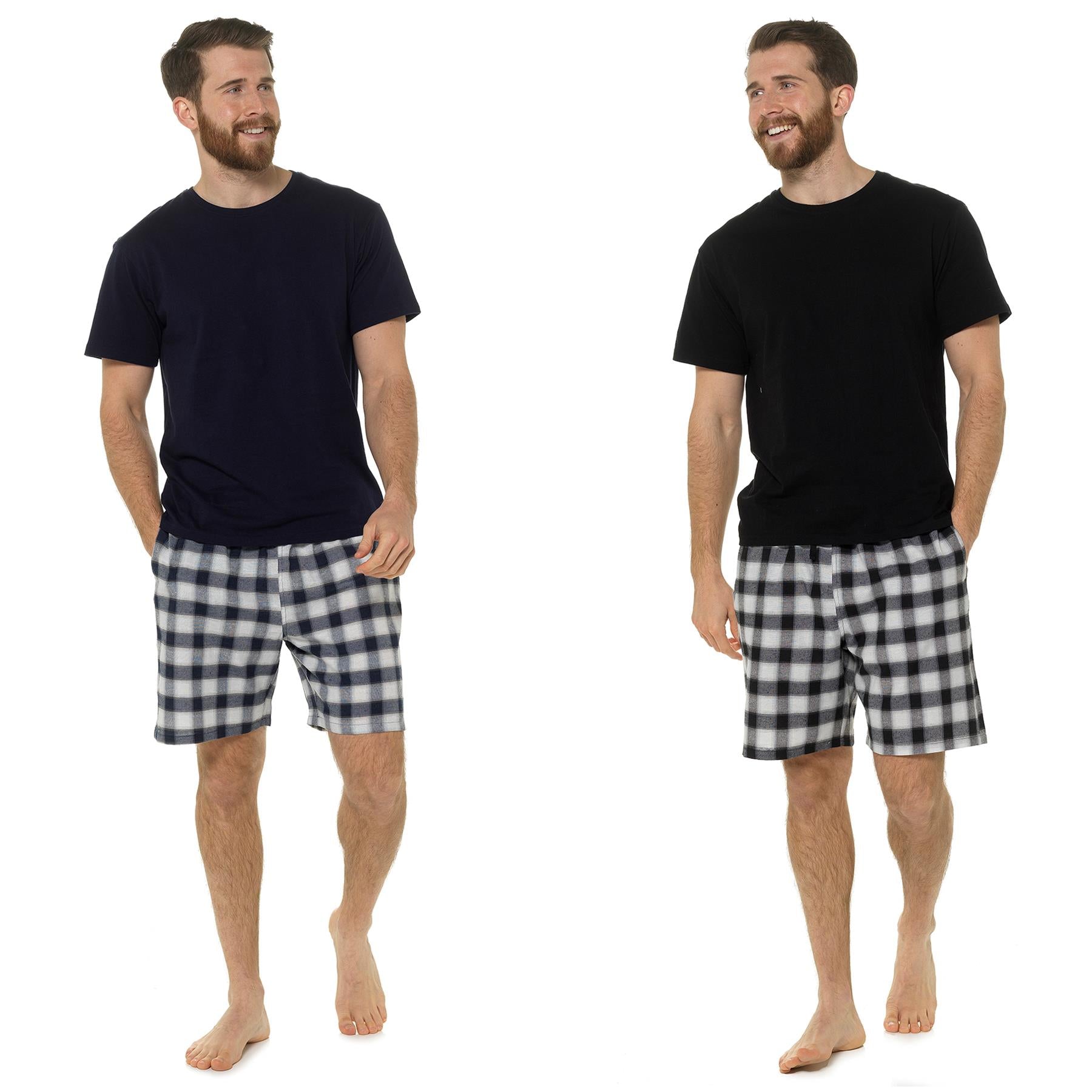 A2Z Mens Pyjamas Jersey Short Sleeve T-Shirt Woven Check Shorts Pyjamas Top Set