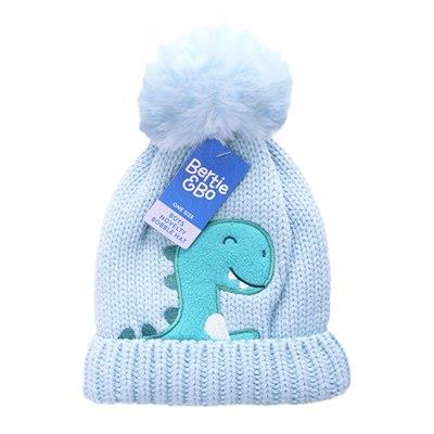 A2Z 4 Kids Boys Dinosaur Beanie Pom Pom Hat Fleece Lining Winter Warm Cosy Hat