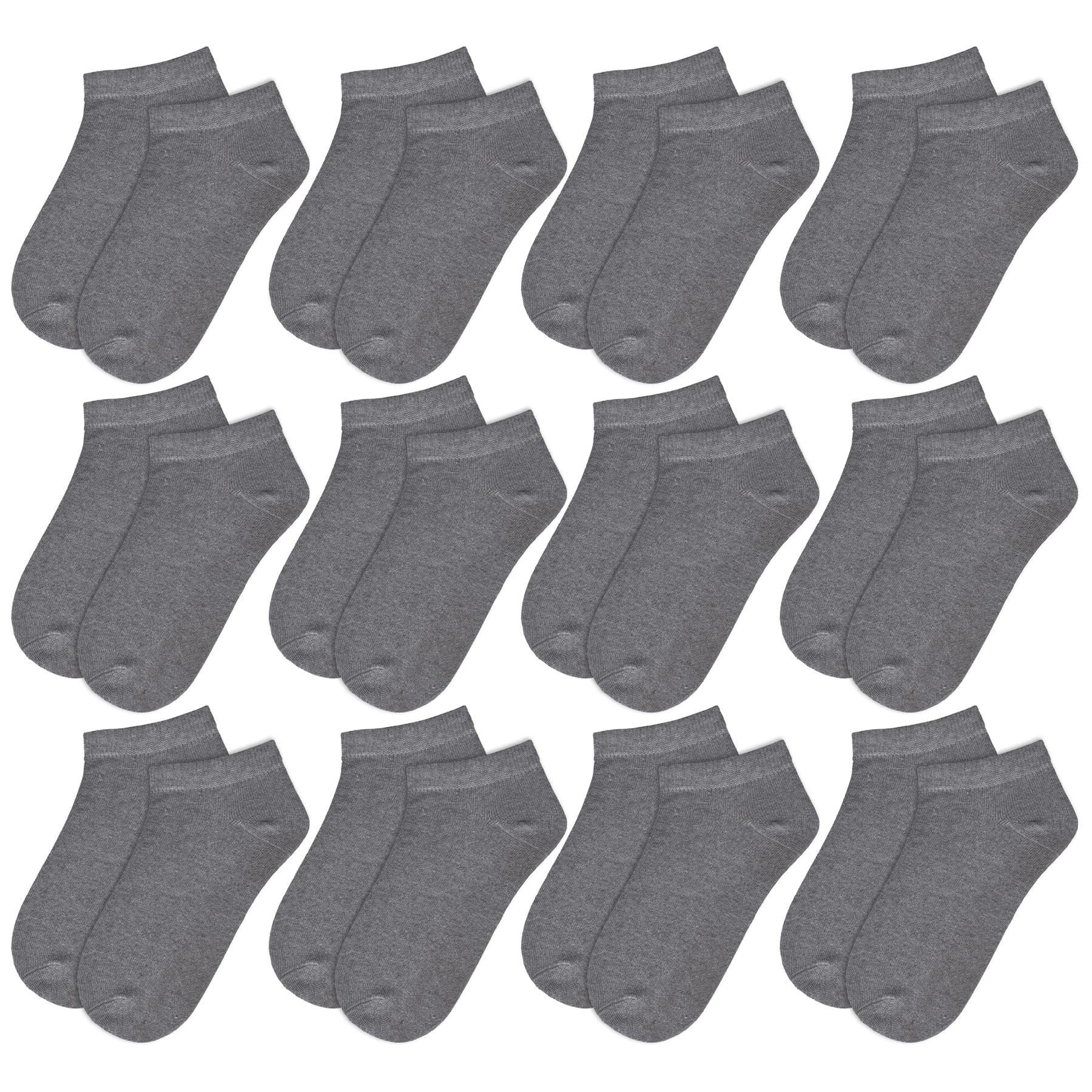 A2Z 4 Kids Girls Boys 12 Pack Plain Trainer No Show Socks Cotton School Socks