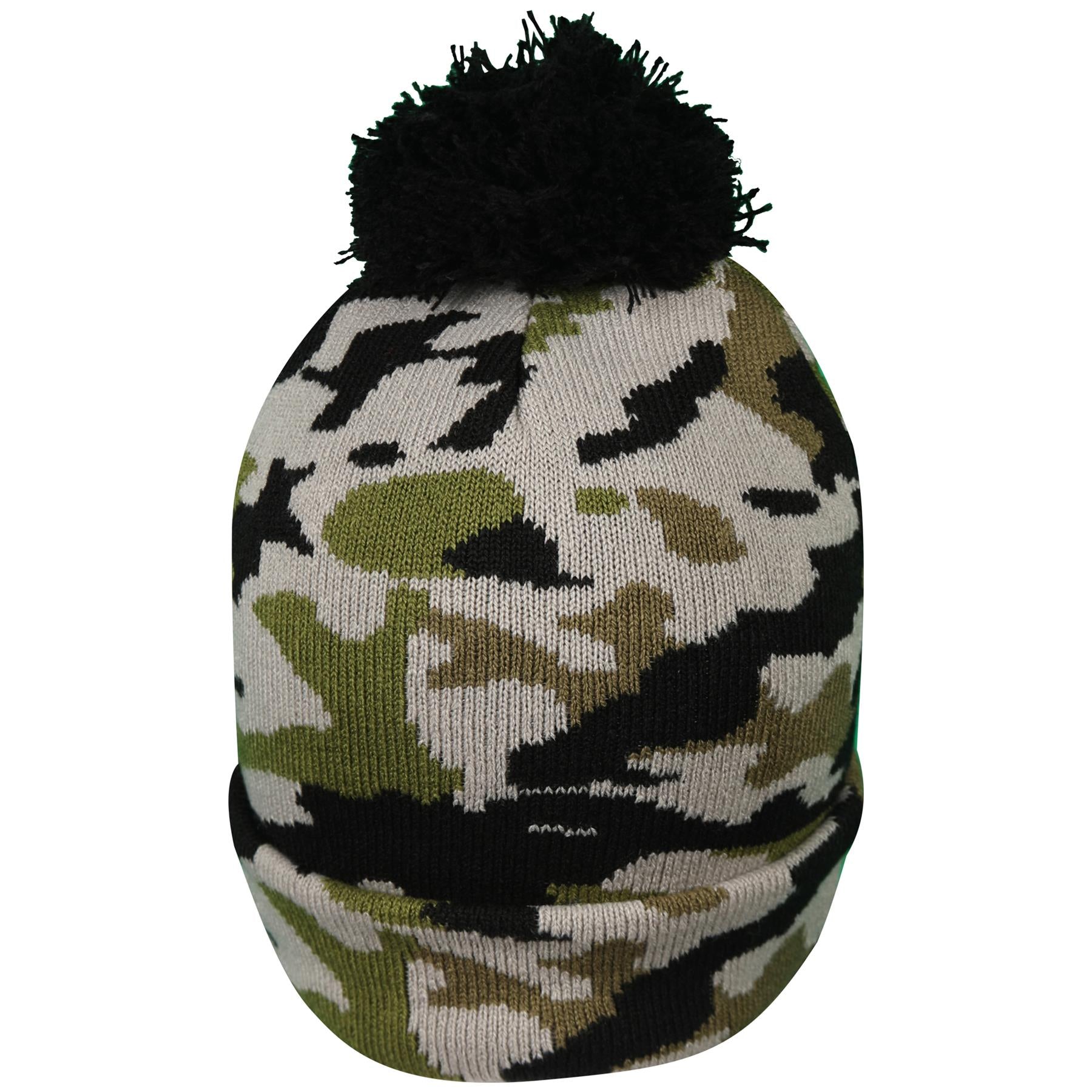 Kids Boys Camouflage Hat Knitted Bobble Baenie Pom Pom Soft Warm Cosy Winter Hat