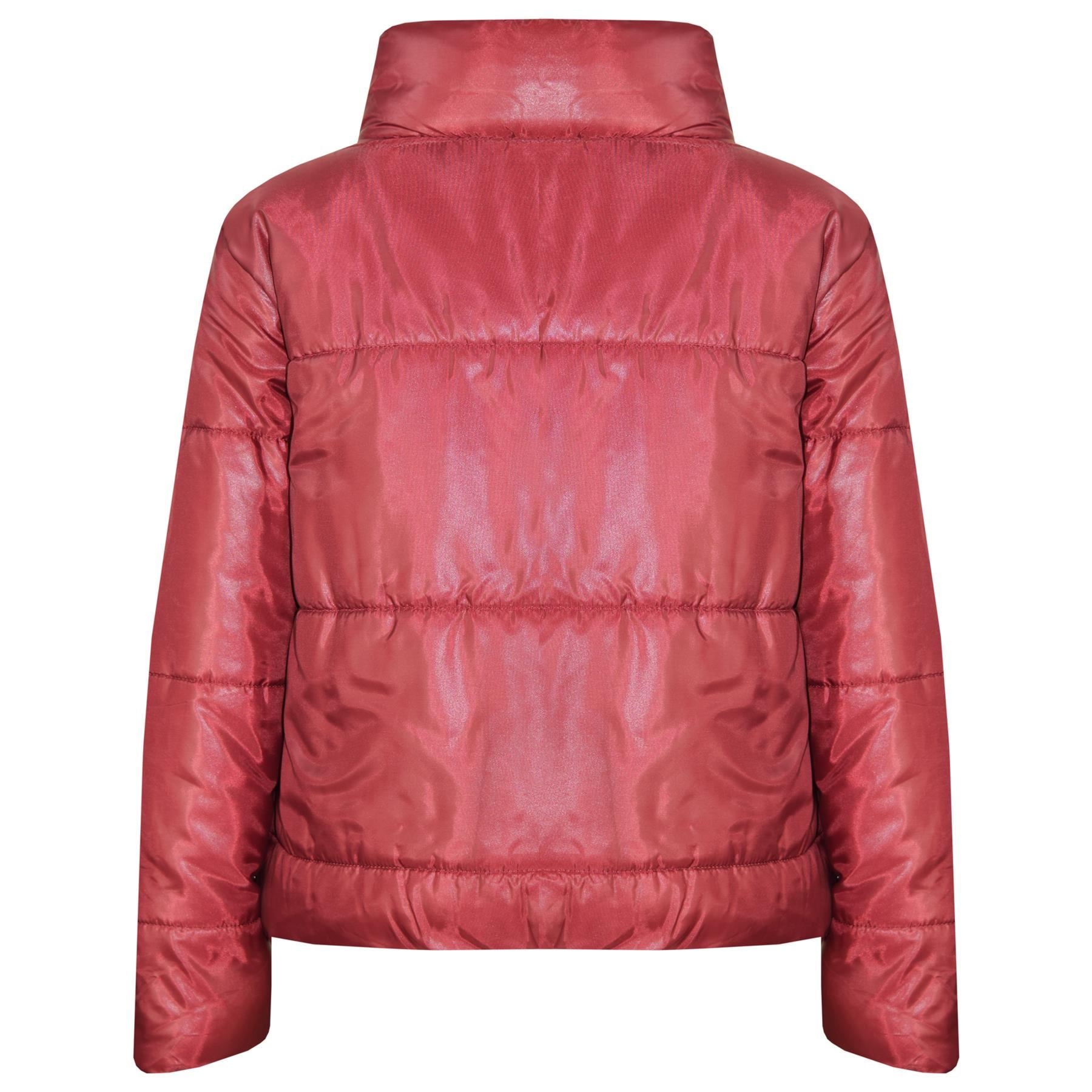Girls Wine Wetlook Padded Quilted Puffer Jacket
