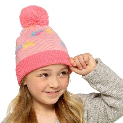 A2Z 4 Kids Girls Hat Jacquard Knit Bobble Beanie Pom Pom Winter Warm Cozy Hats