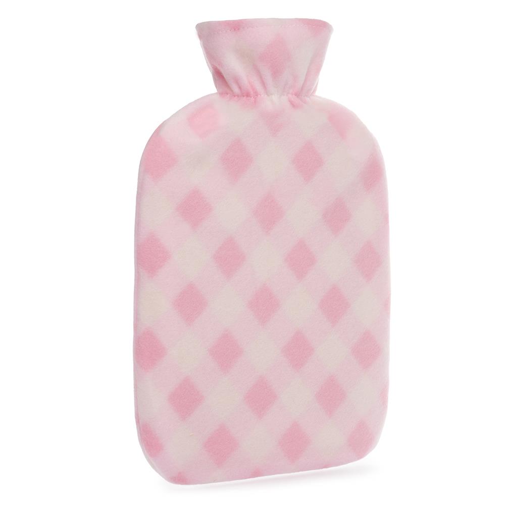 A2Z Hot Water Bottle Diamonds Hearts Fleece Cover 2 Liter Bottles Heat Therapy