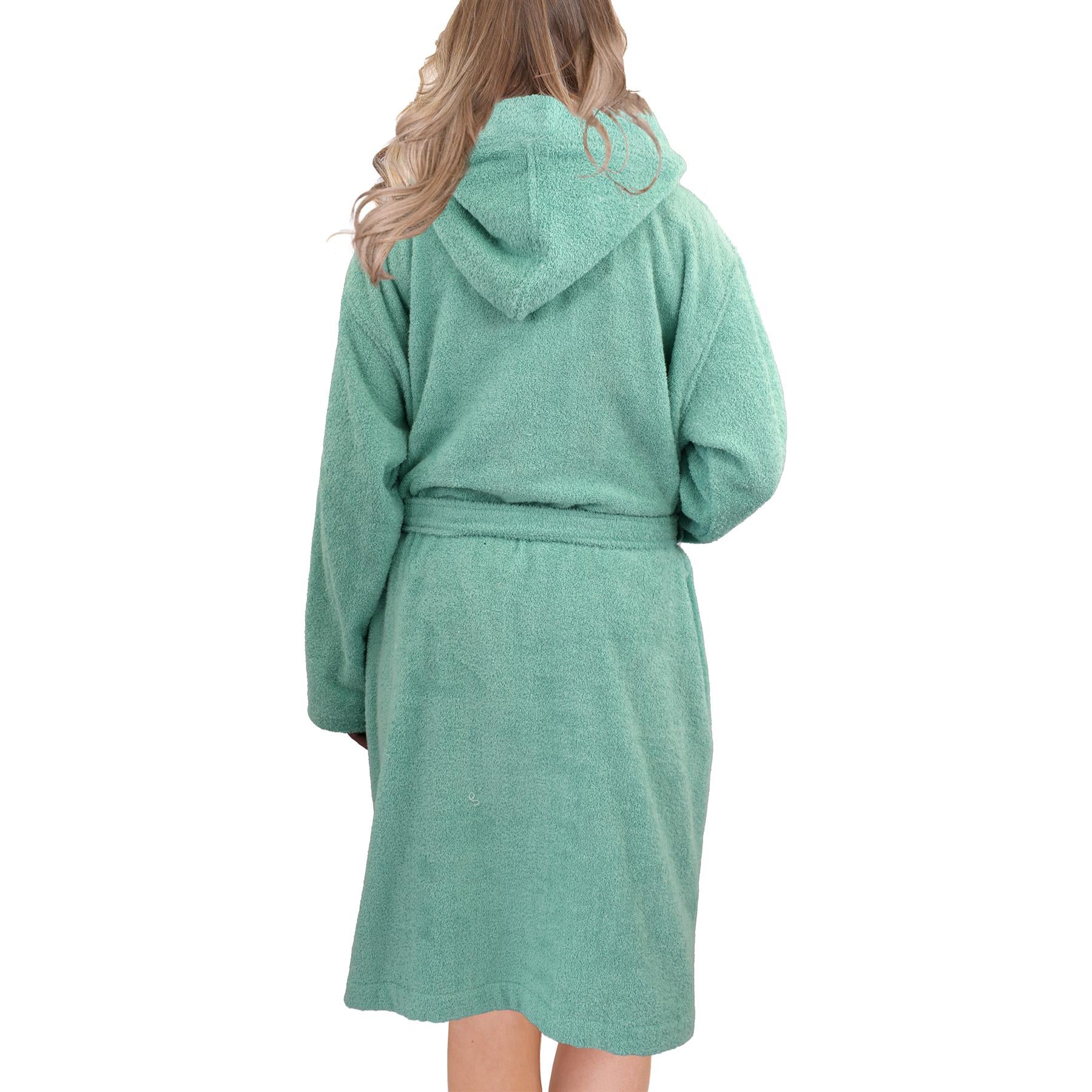 A2Z Ladies Luxurious 100% Cotton Towelling Bathrobe Hooded Towel Robe For Womens