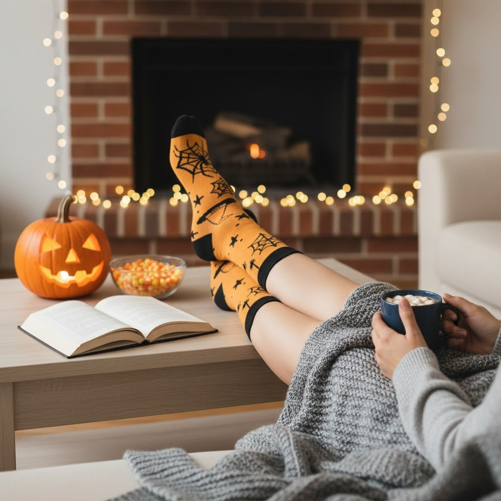 A2Z 4 Kids Girls Boys Novelty Halloween Skeleton Boo Spider Web Warm Crew Socks