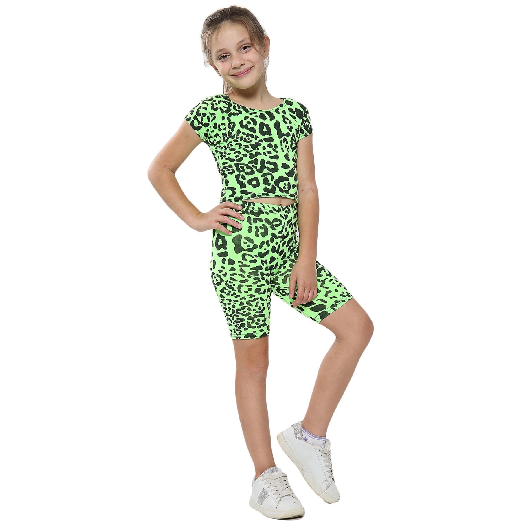 Kids Girls Crop Top Cycling Shorts Crop Short Sets New Age 5-13 Years