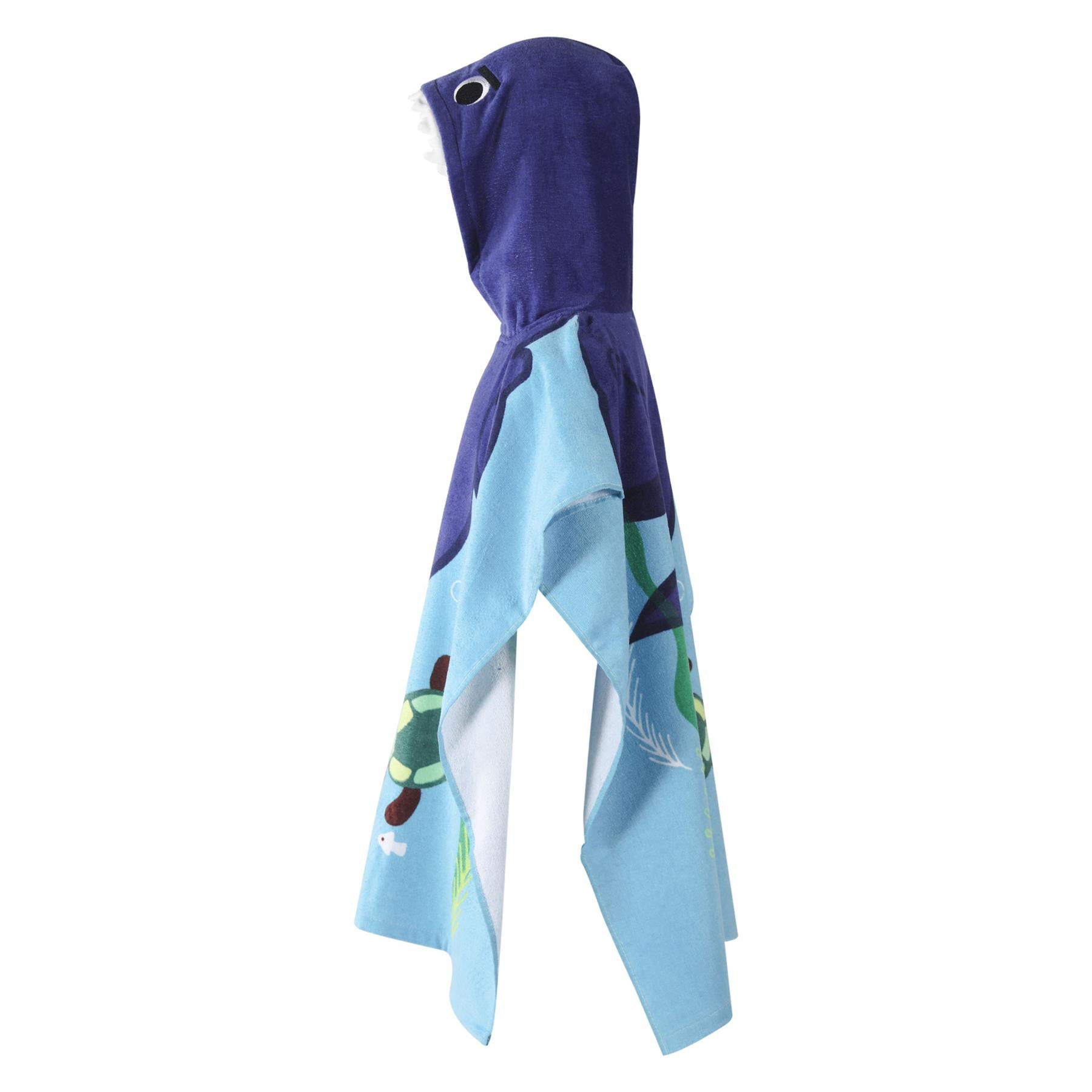 Kids Boys Girls Towel Poncho Shark Cotton Hooded Bathrobe Swimming Wrap Poncho