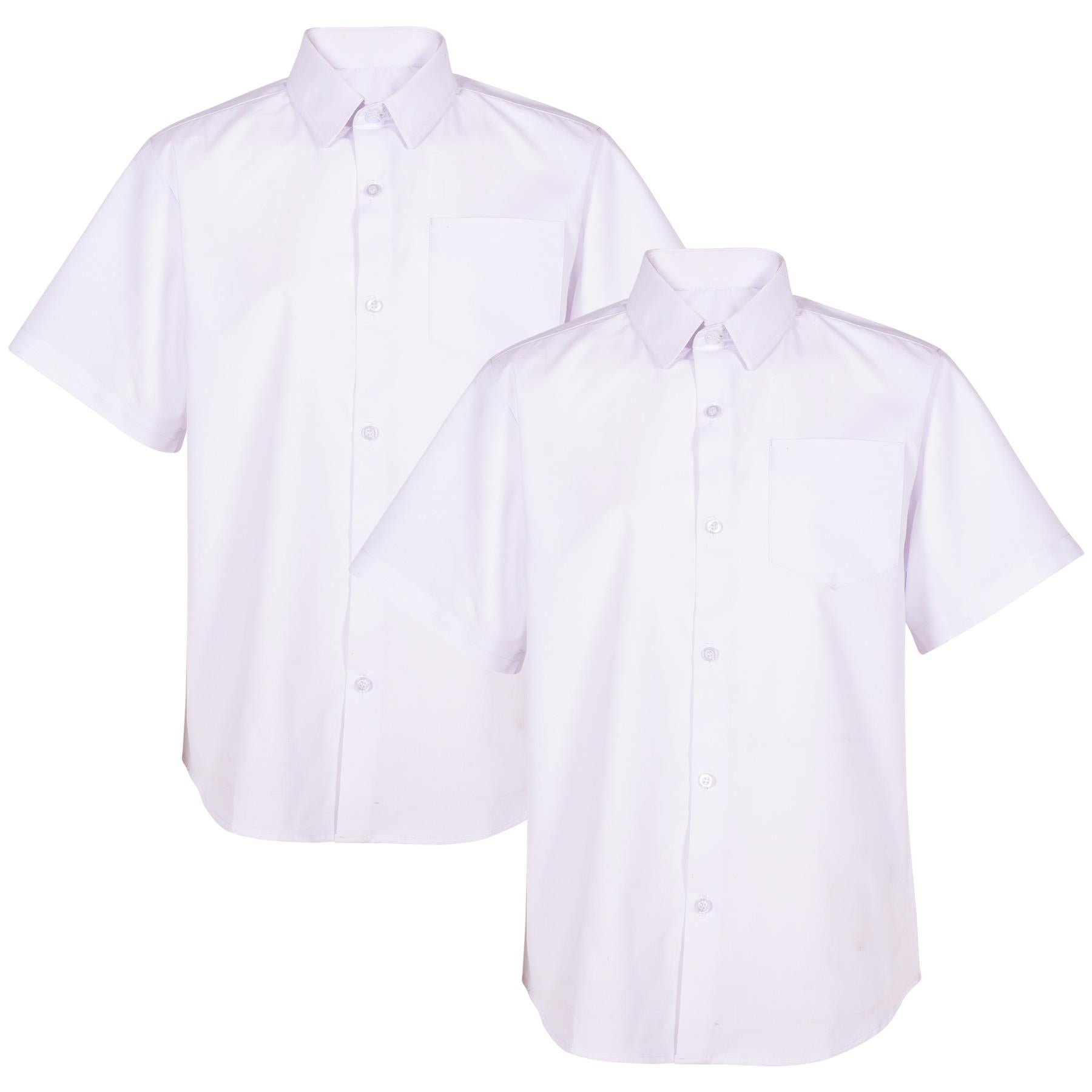 Kids Boys 2 Pack School Uniform Shirts Regular Fit Soft Feel School Shirts 3-16