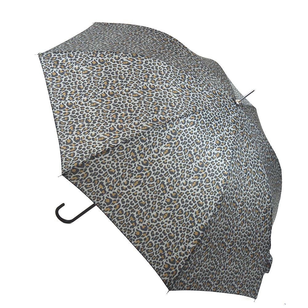 A2Z Ladies Leopard Walking Umbrella Soft Crook Handle Women Brolly 58cm Canopy