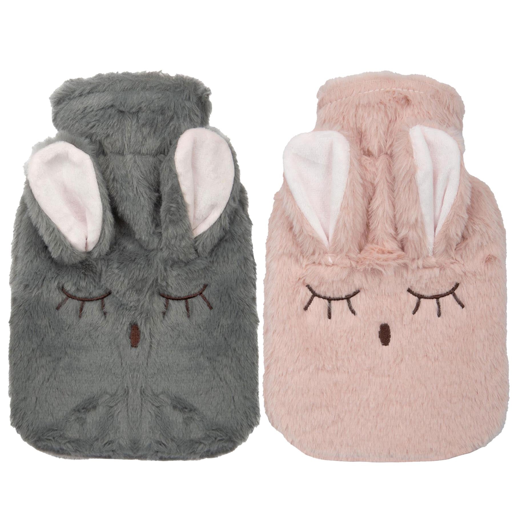 A2Z Hot Water Bottles 3D Animal Bunny 1 Liter Cosy Fleece Cover Heat Therapy