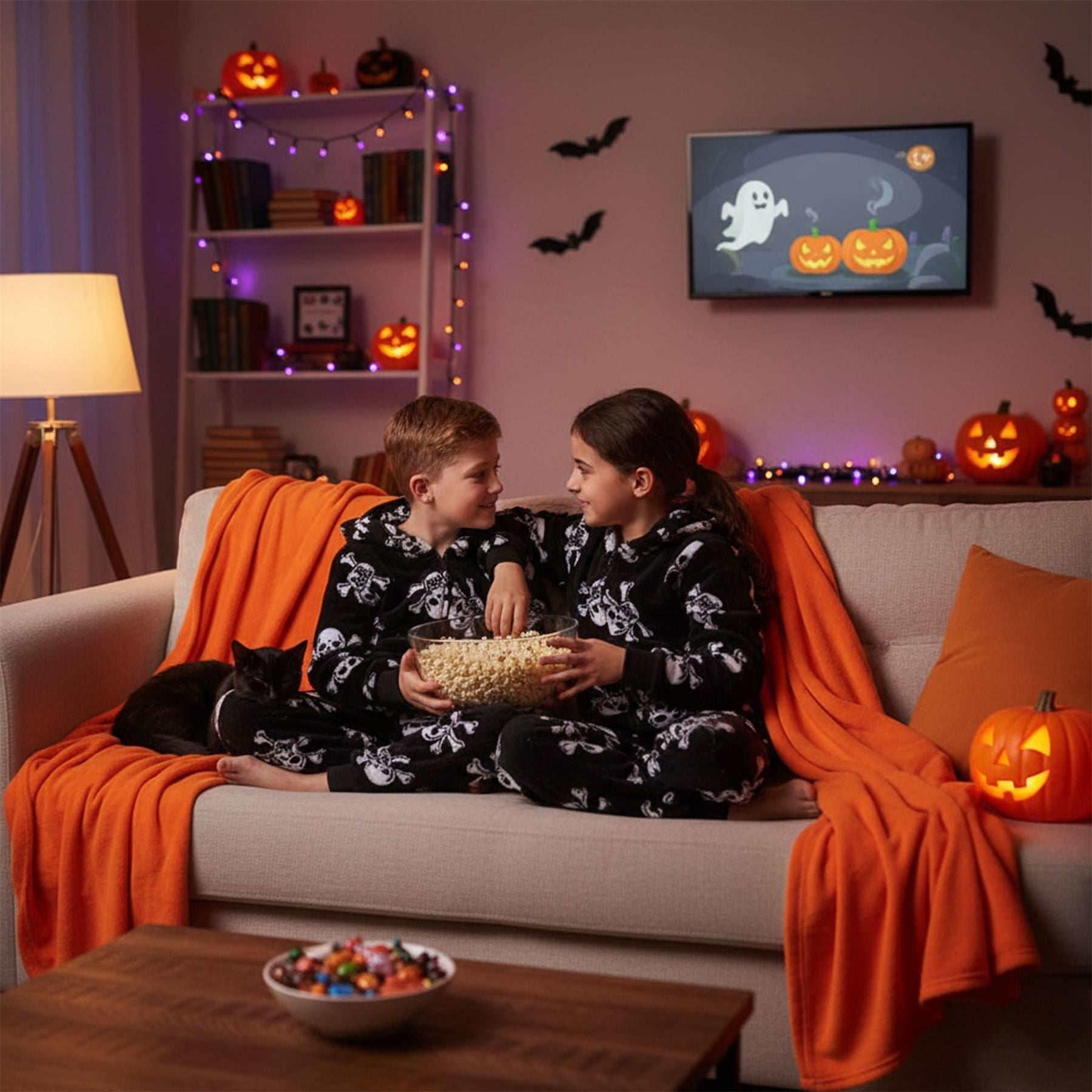 Girls Boys Halloween Skull & Bones Print Onesie