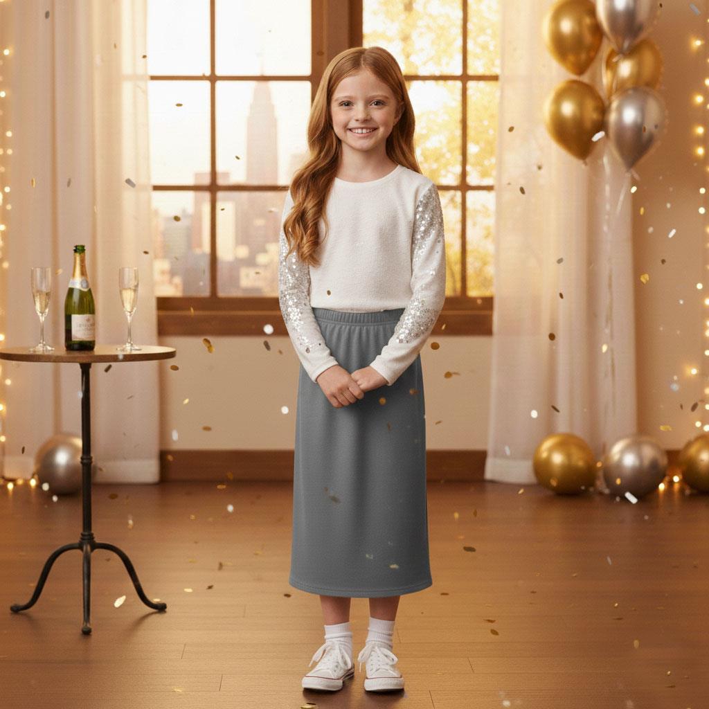 Girls Maxi Skirt Soft Stretch Viscose Skirt Comfy School Wear For Age 5-13 Year