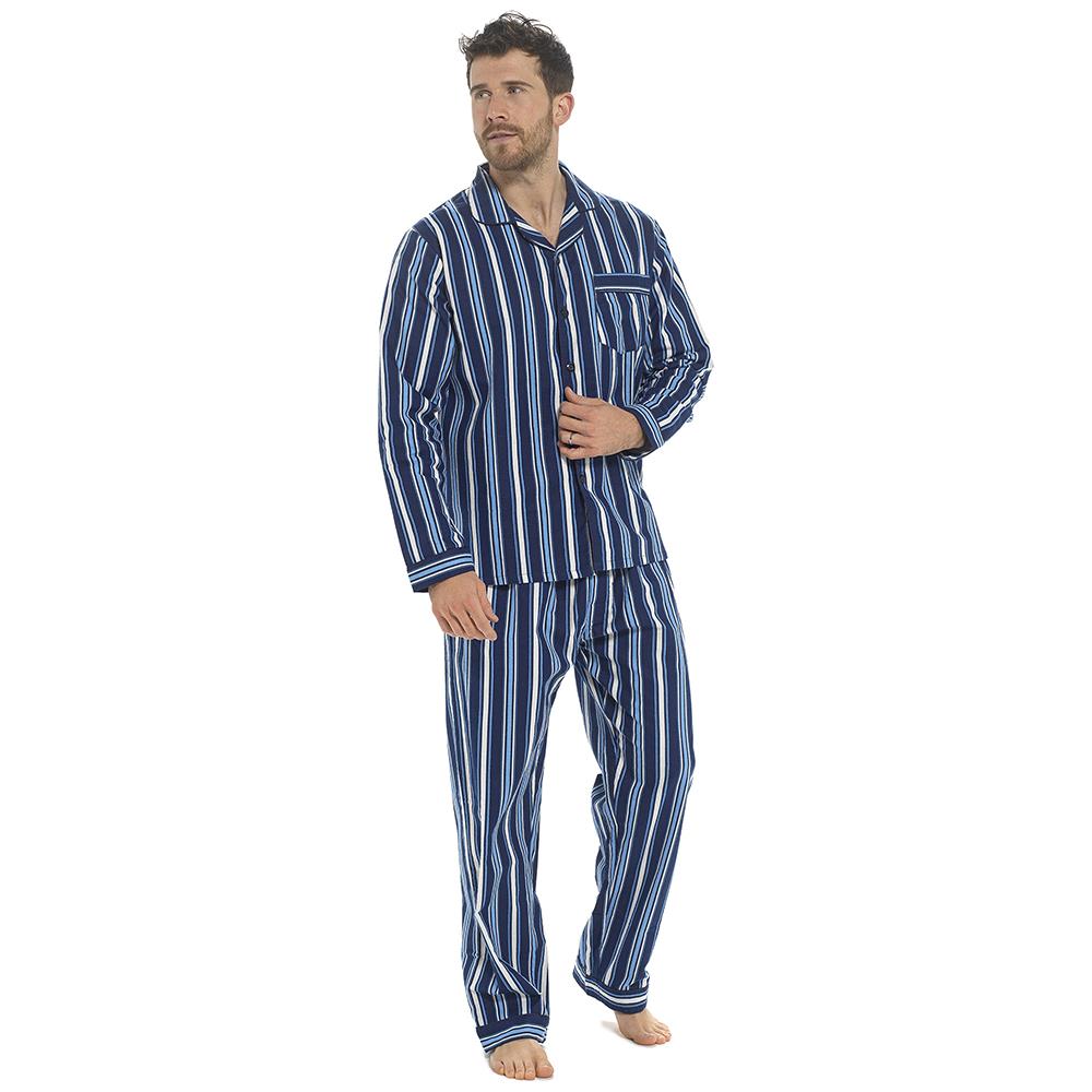 A2Z Mens Pyjama Traditional Stripe Brushed Cotton Pyjama 2 Piece Top Bottom Set