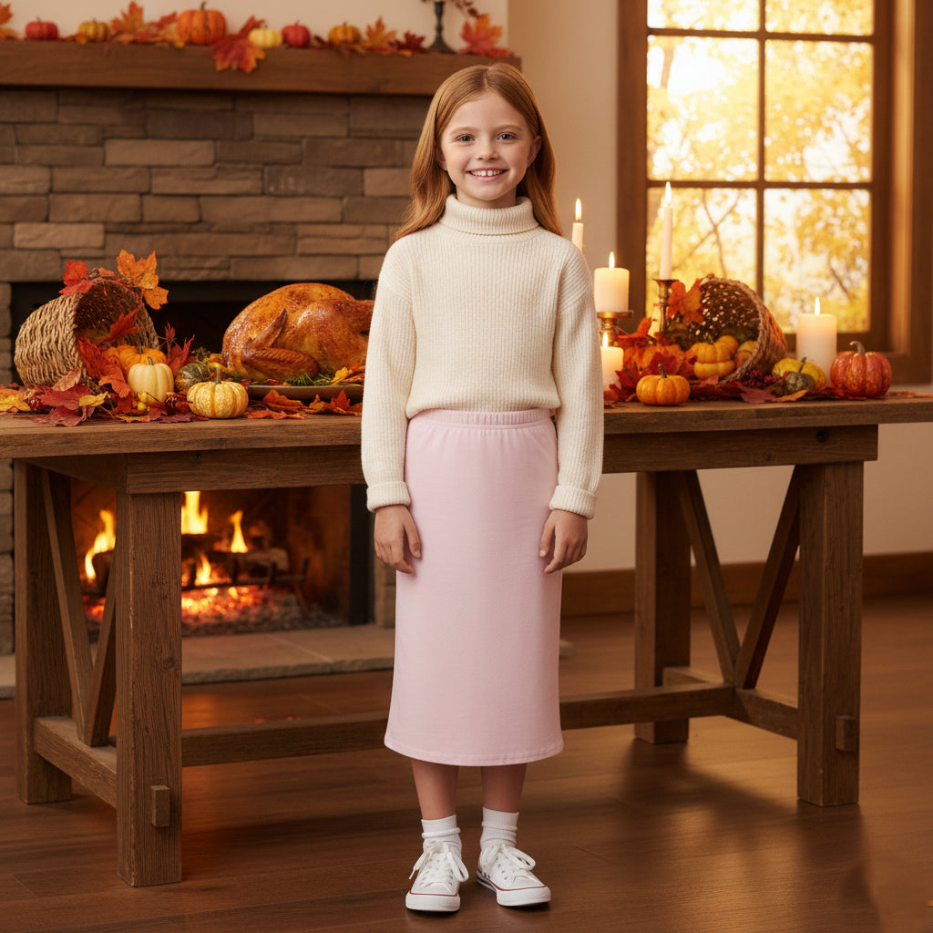 Girls Maxi Skirt Soft Stretch Viscose Skirt Comfy School Wear For Age 5-13 Year