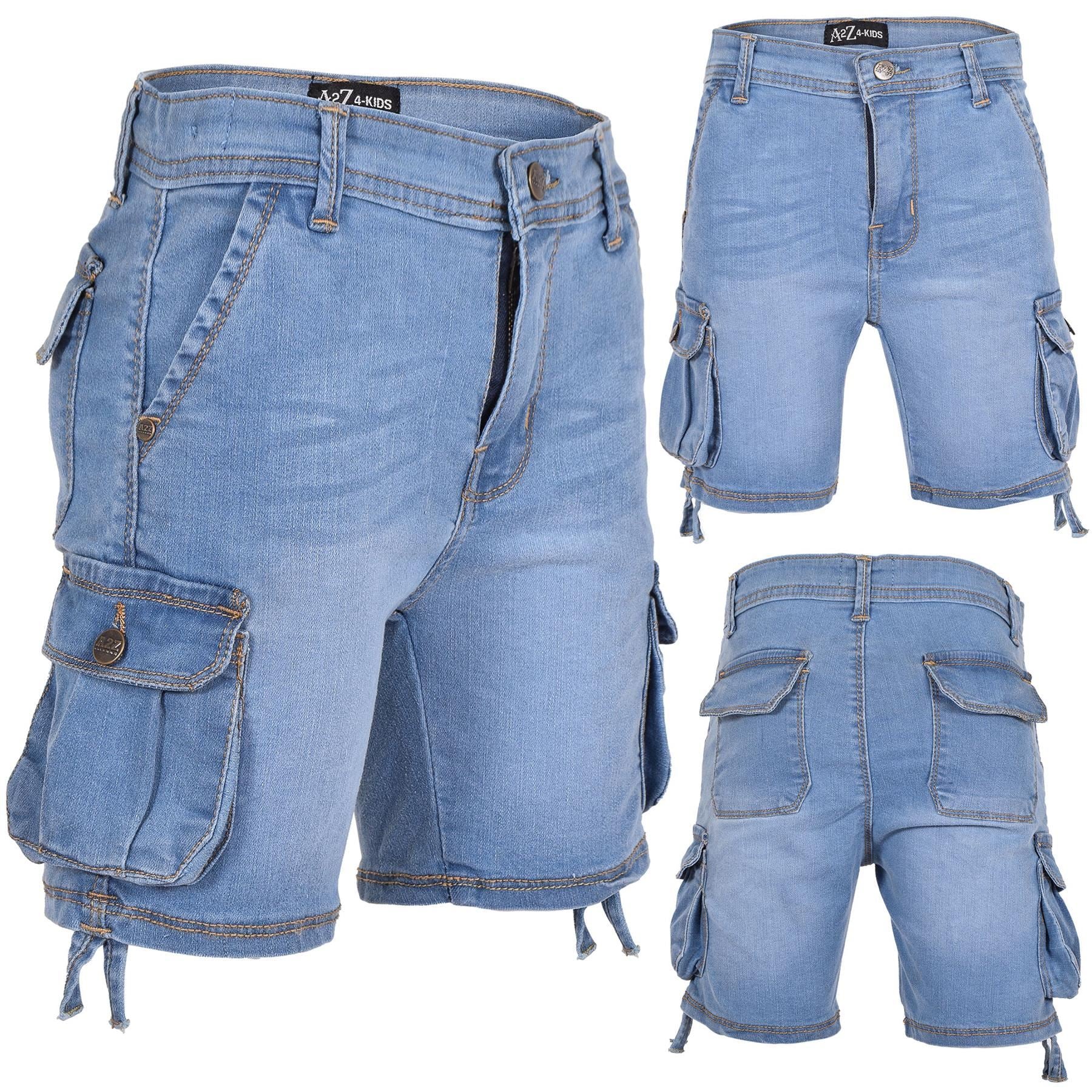 Kids Boys Cargo Pockets Denim Shorts