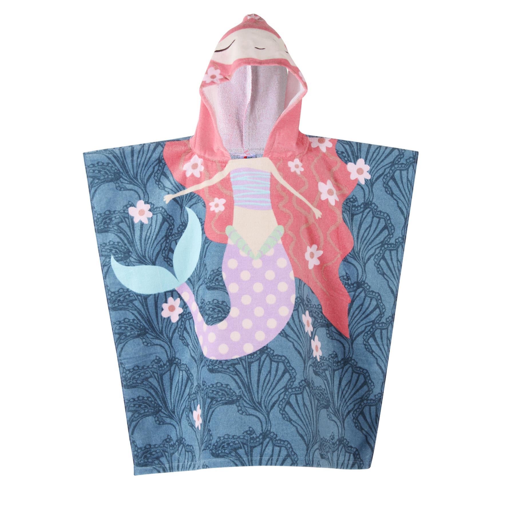 A2Z 4 Kids Girls Towel Poncho Mermaid Cotton Soft Hooded Bathrobe Swimming Wrap