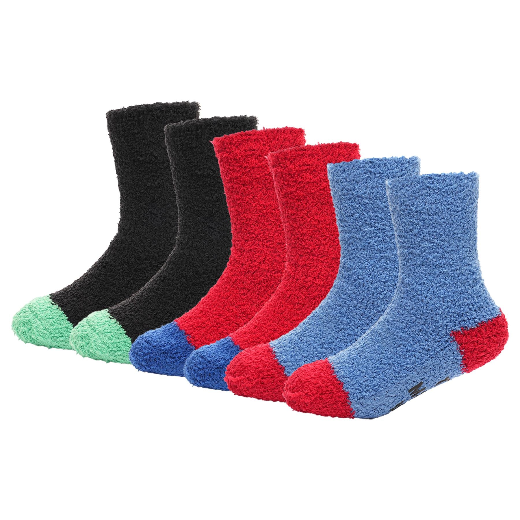 Kids Boys Novelty Socks Cosy Super Soft Funky Winter Slogan Sole Gripper Socks