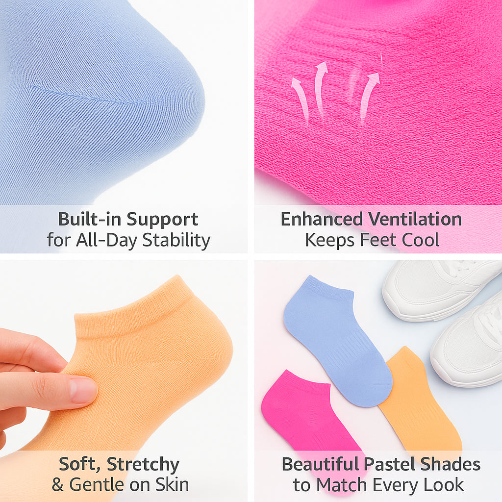 Ladies Trainer Socks 3 Pack with Arch Support Mesh Low Cut Ankle Sports Socks