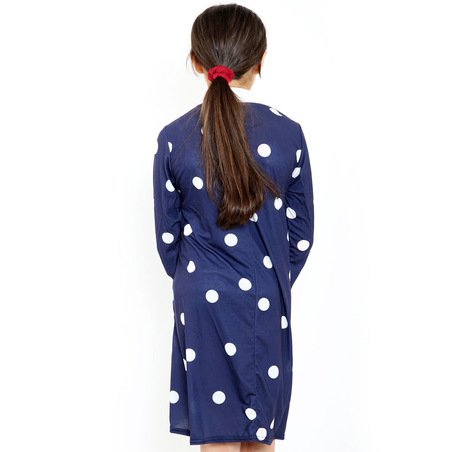 Kids Girls Swing Dress Peter Pan Collar Camouflage & Polka Dot Print Flared Skater Dresses