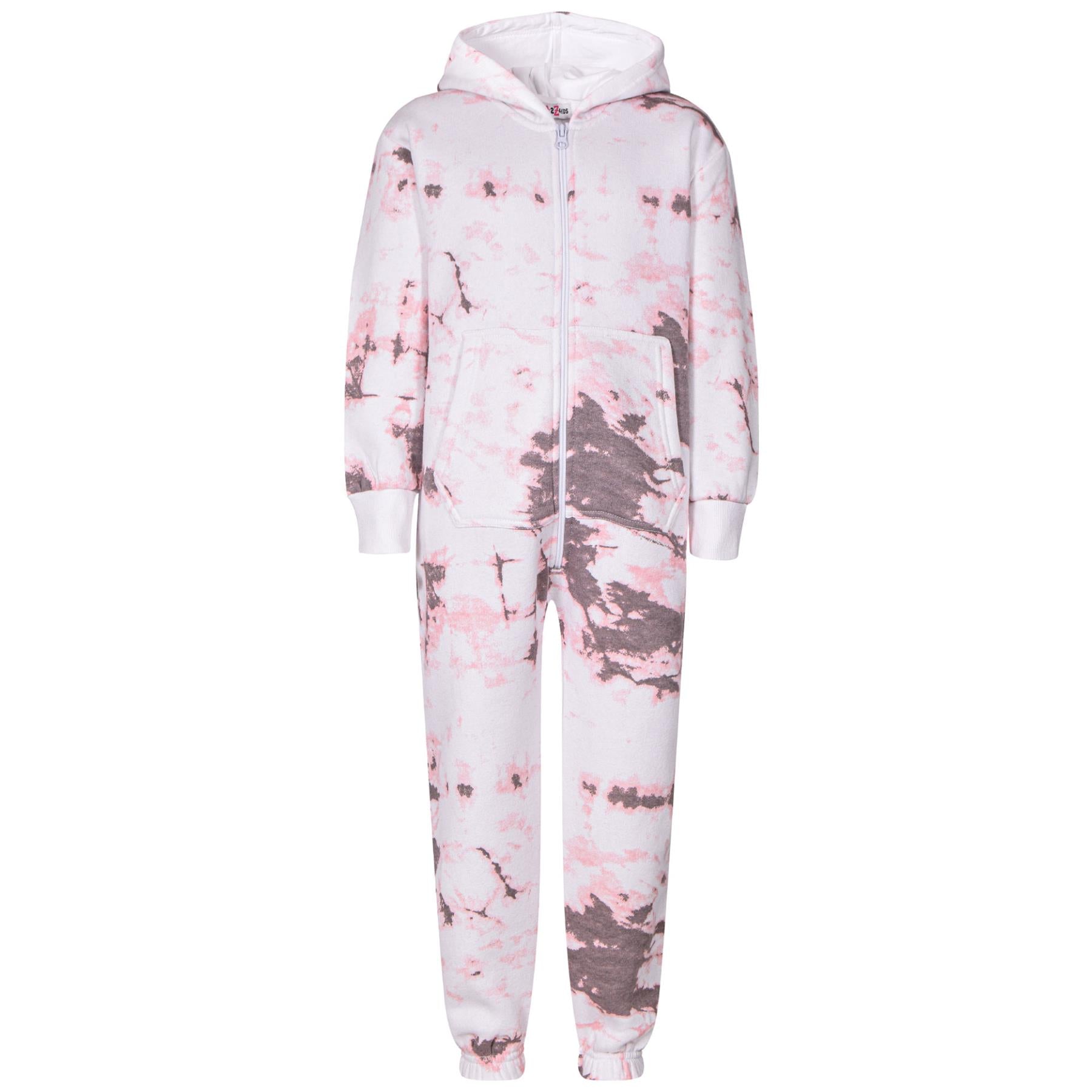 Kids Girls Soft Fleece Stone Tie Dye Printed Onesie