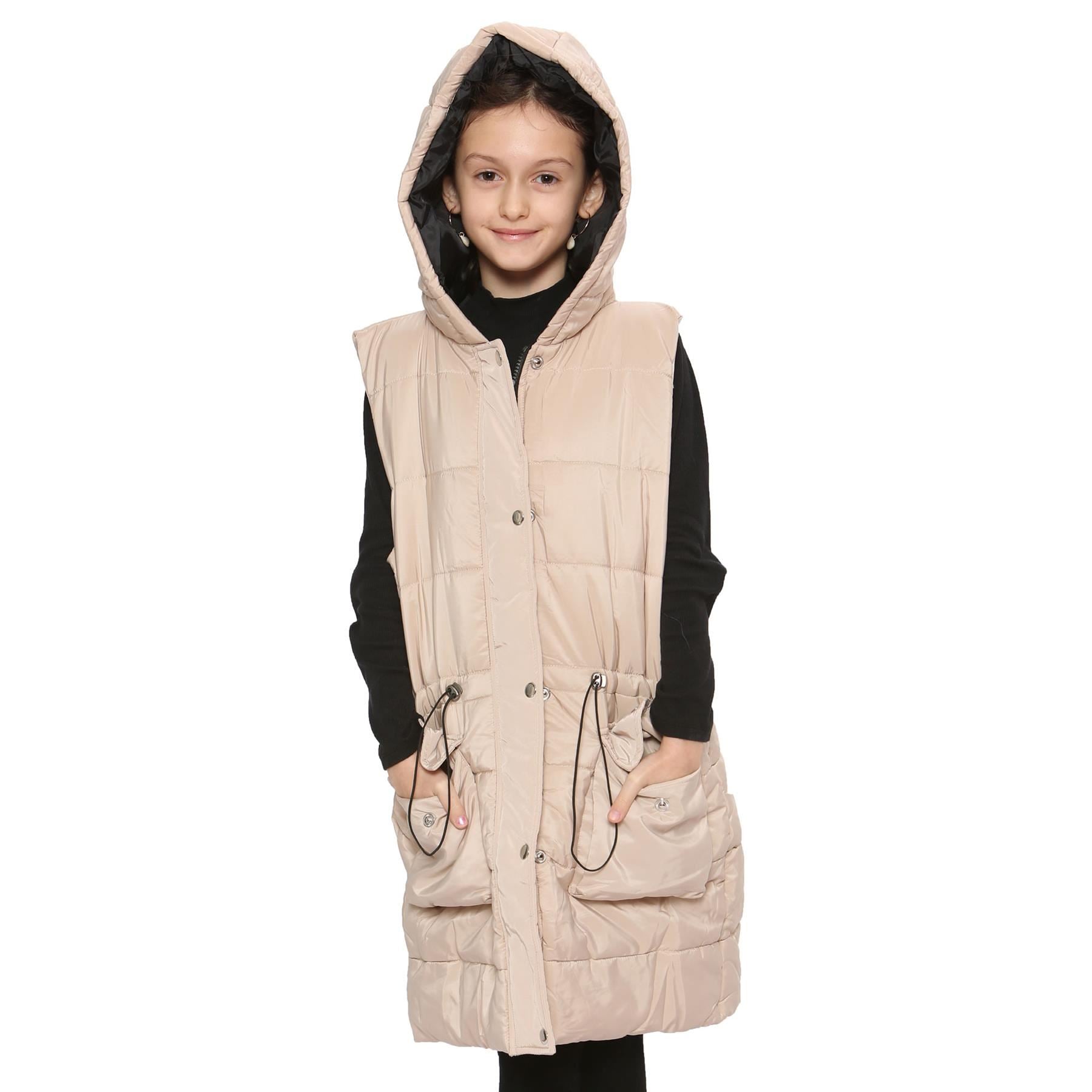 Kids Girls Oversized Gilet Long Line Style Jacket