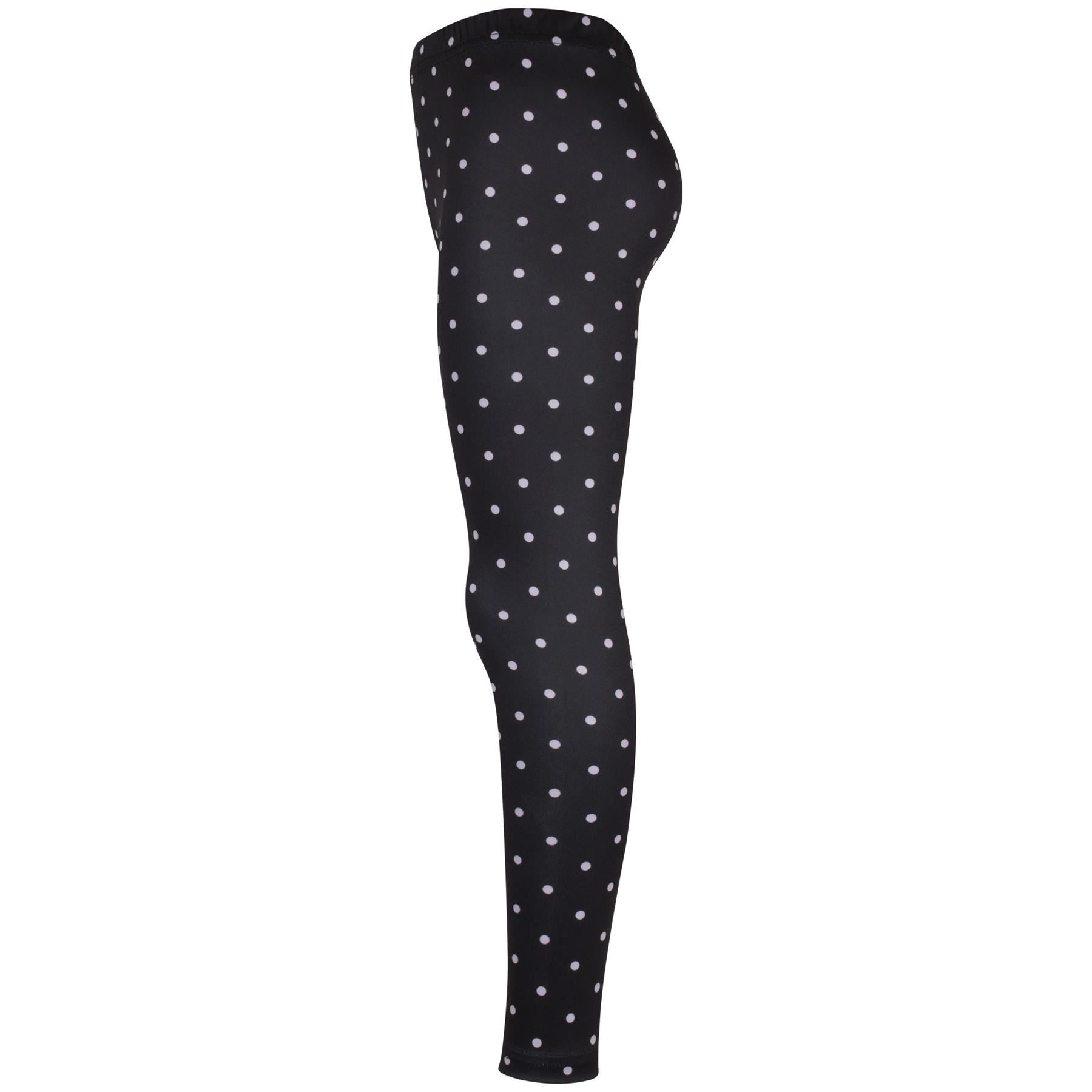 Girls Spotty Print Black Soft Stretchy Fashion Leggings